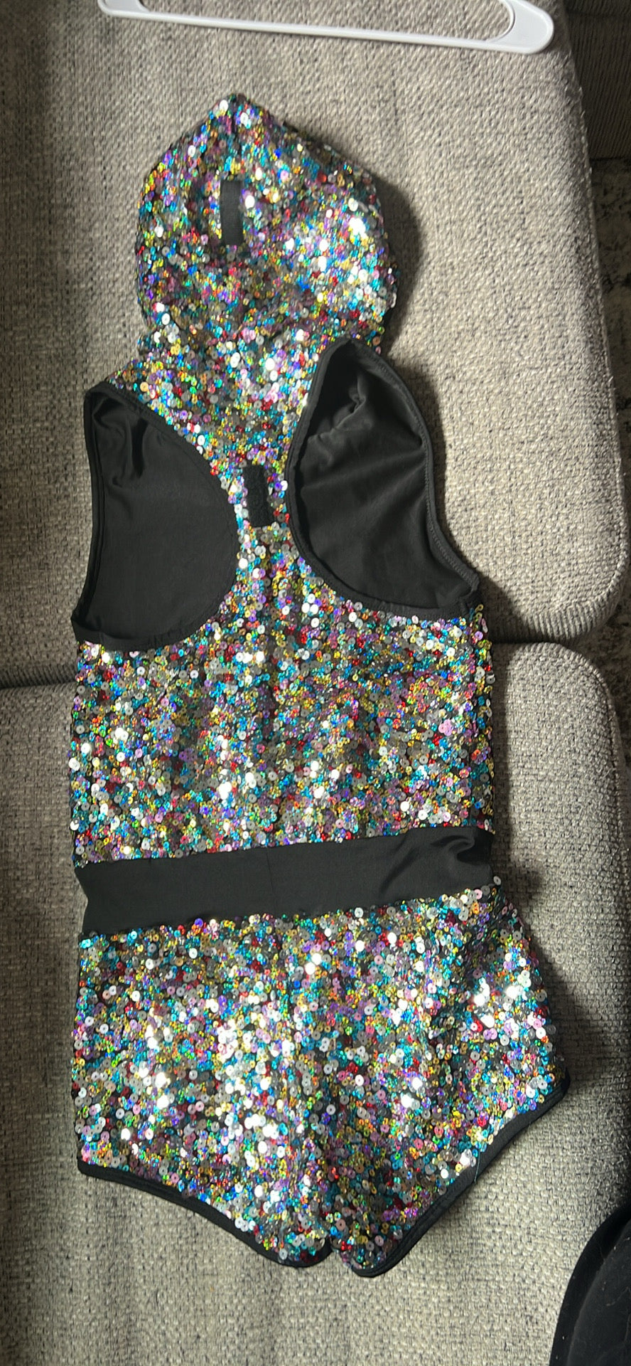 MULTI COLOR SEQUIN ONE PIECE WITH HOODIE
