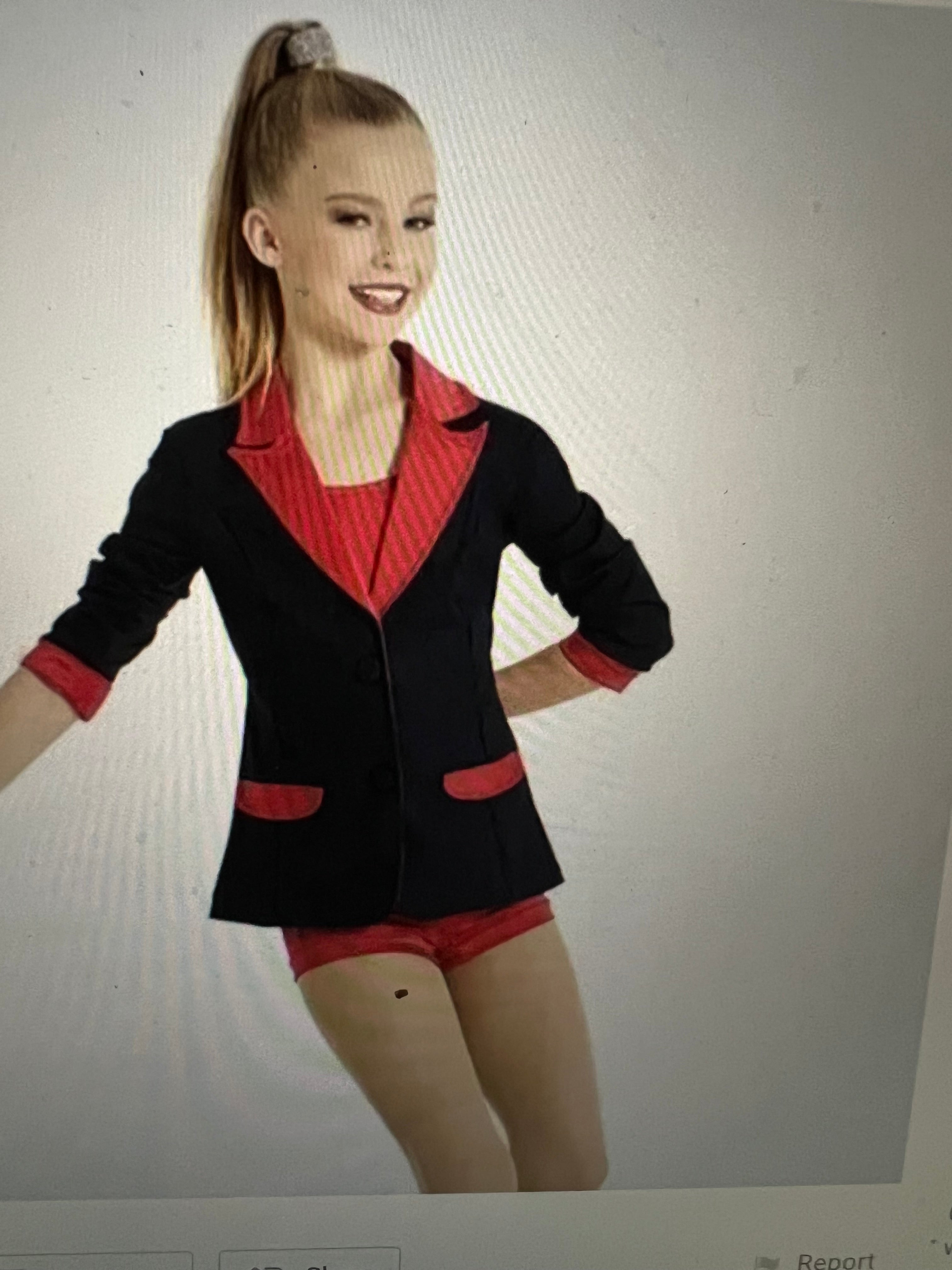 Black & Red 1 pc Leo unitard with black and red jacket.  CM