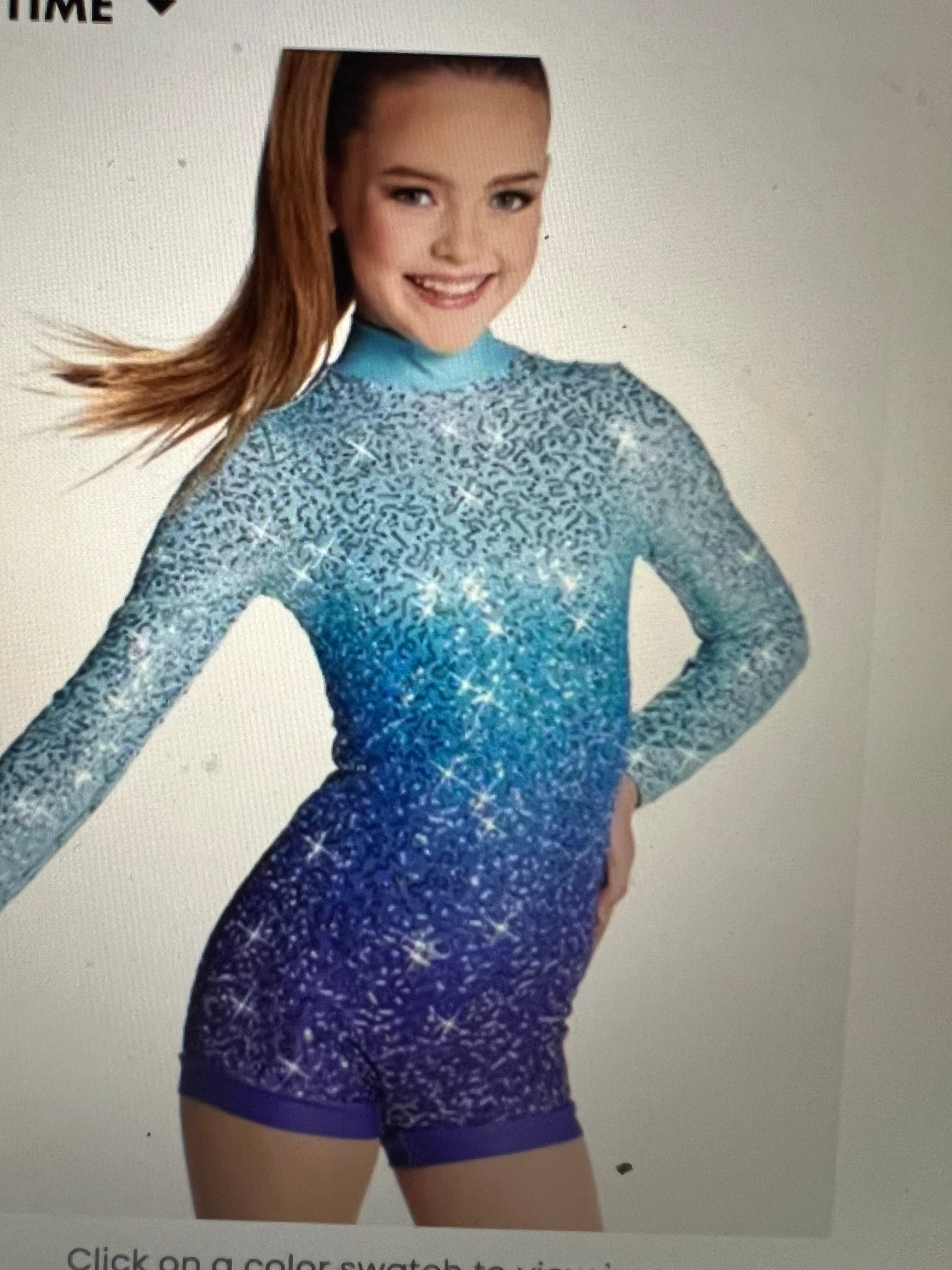 LIGHT BLUE /PURPLE ONE PIECE SHORTS DANCE COSTUME CL