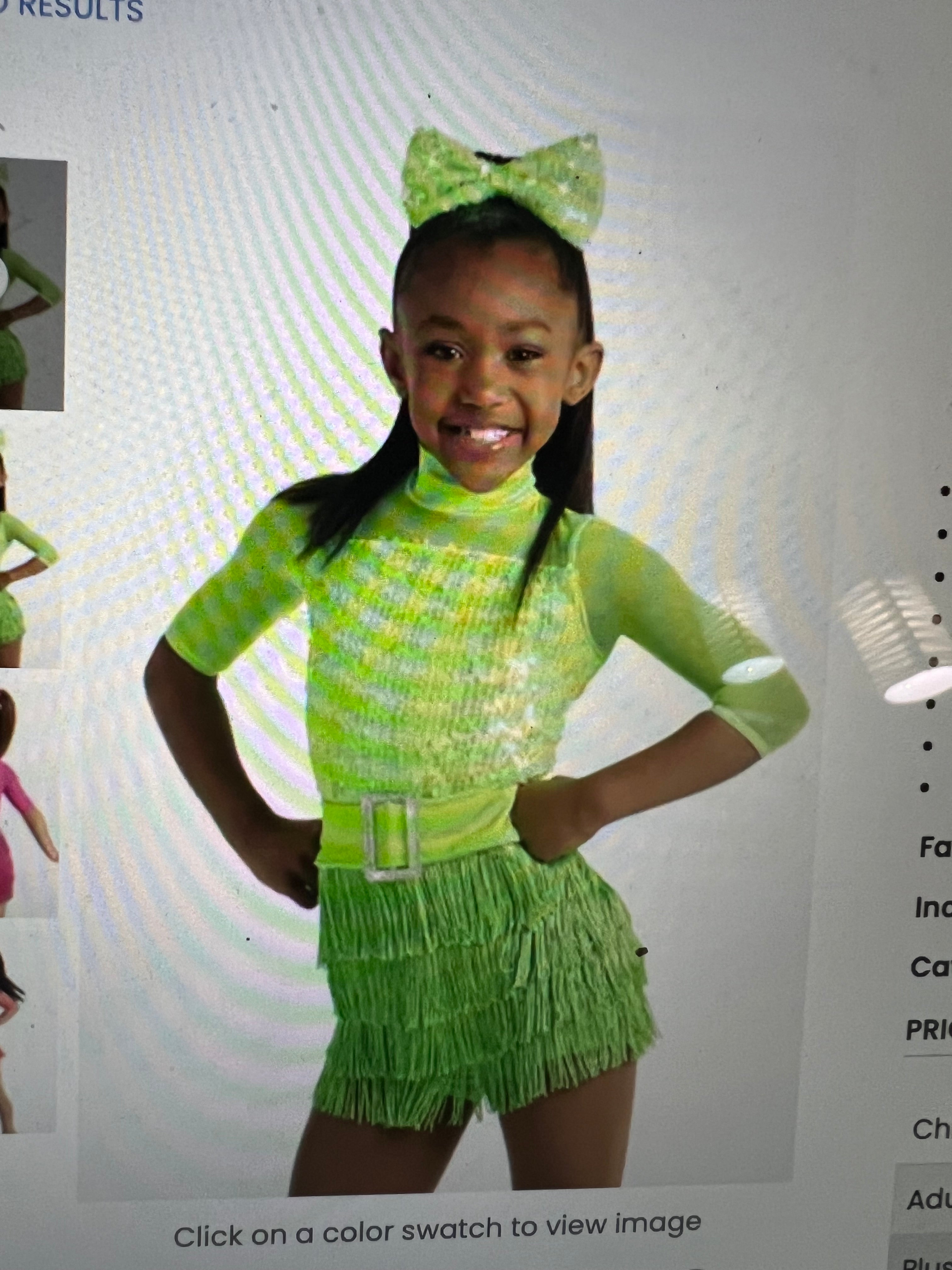 Lime Green Dance Costume.  CM