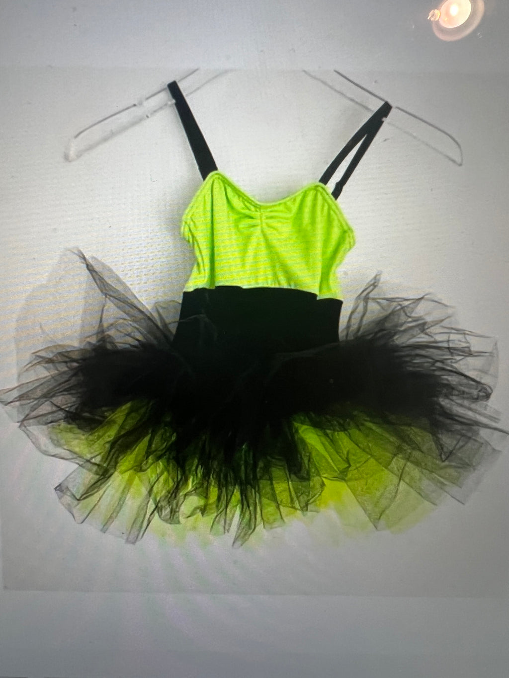 BLACK AND LIME ONE PIECE WITH BLACK TUTU.  CL