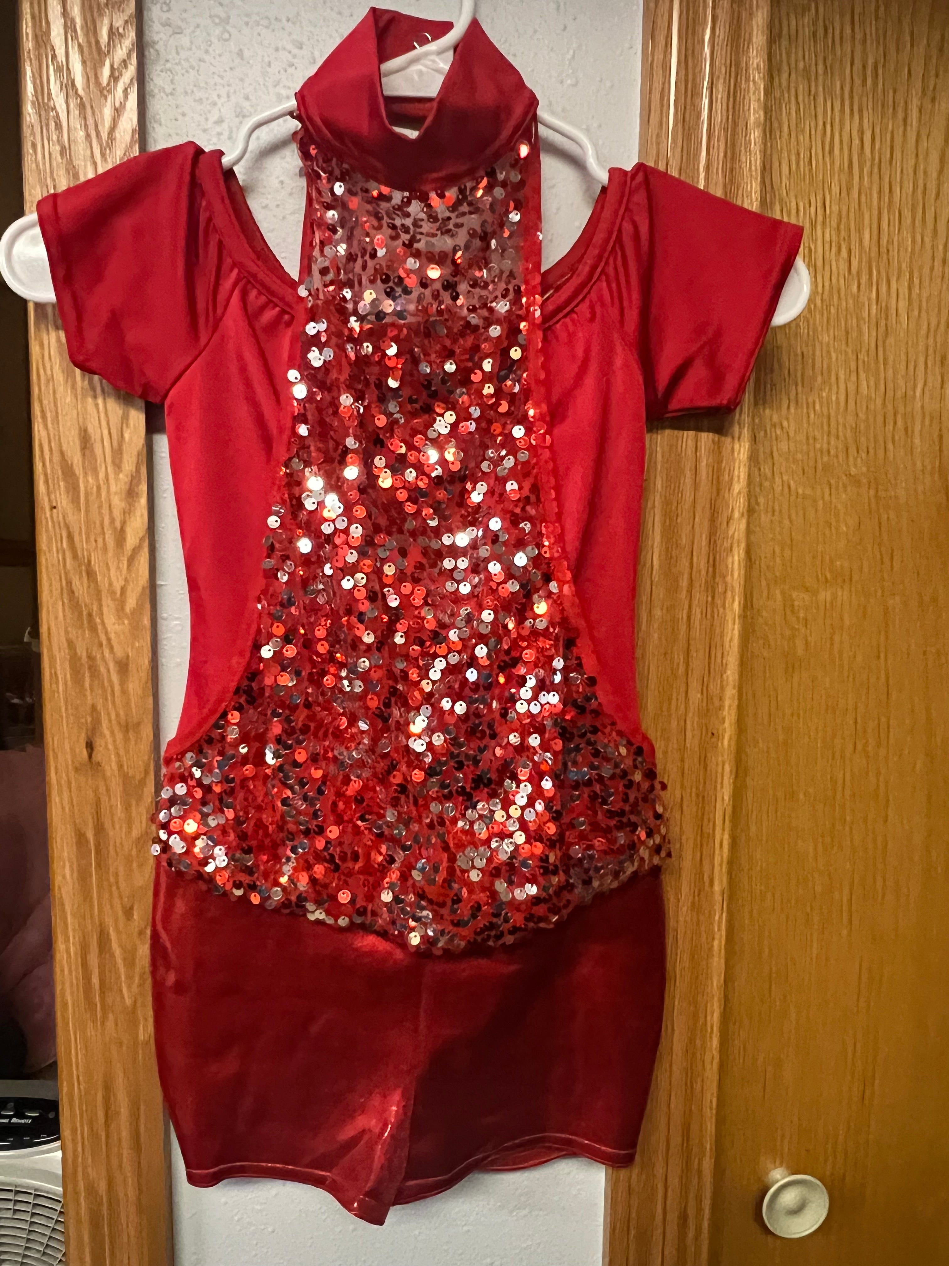 RED ONE PIECE SEQUIN AND SHORTS