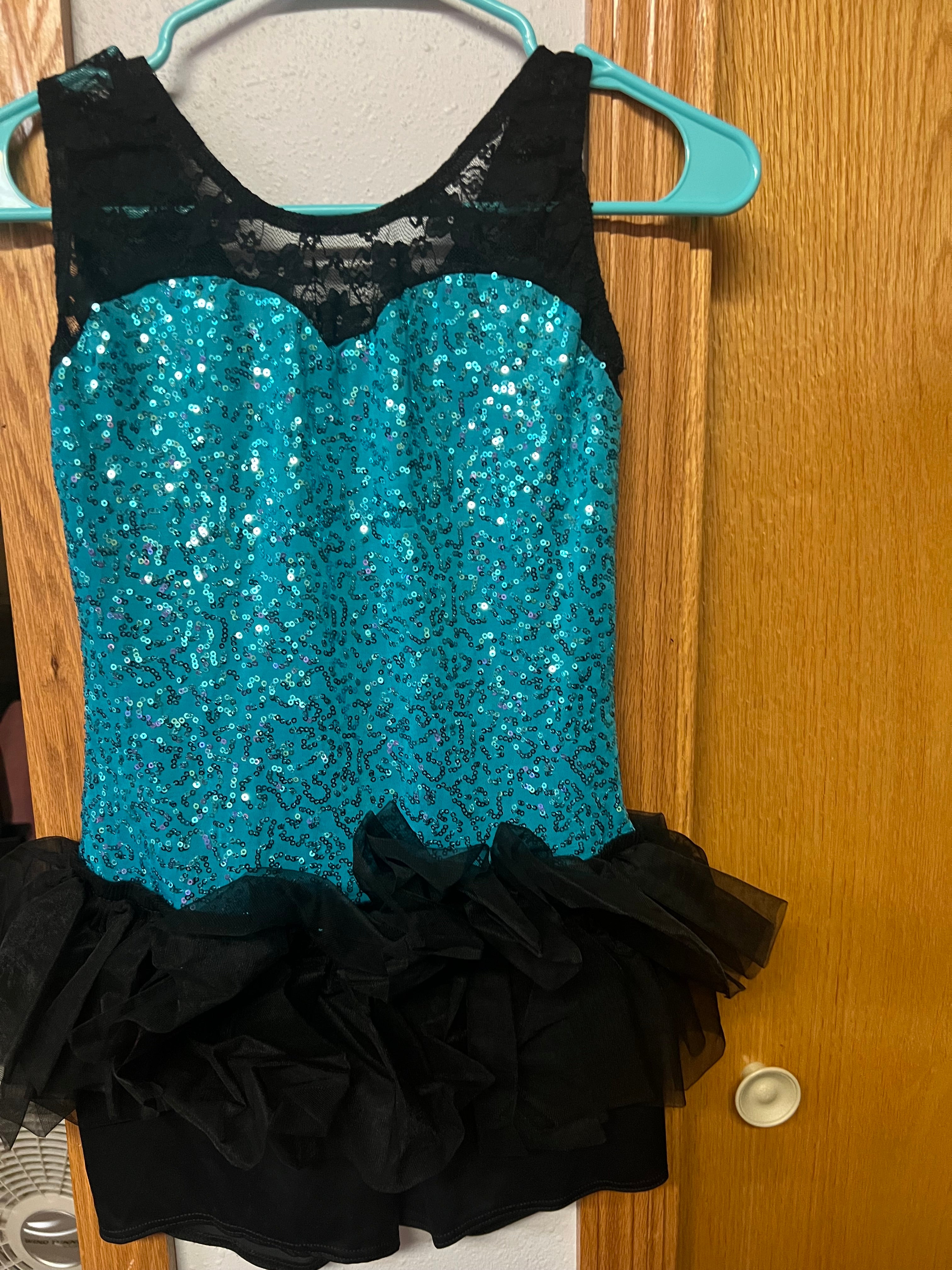 BLACK AND BLUE ONE PIECE SHORTS WITH TUTU.   CL
