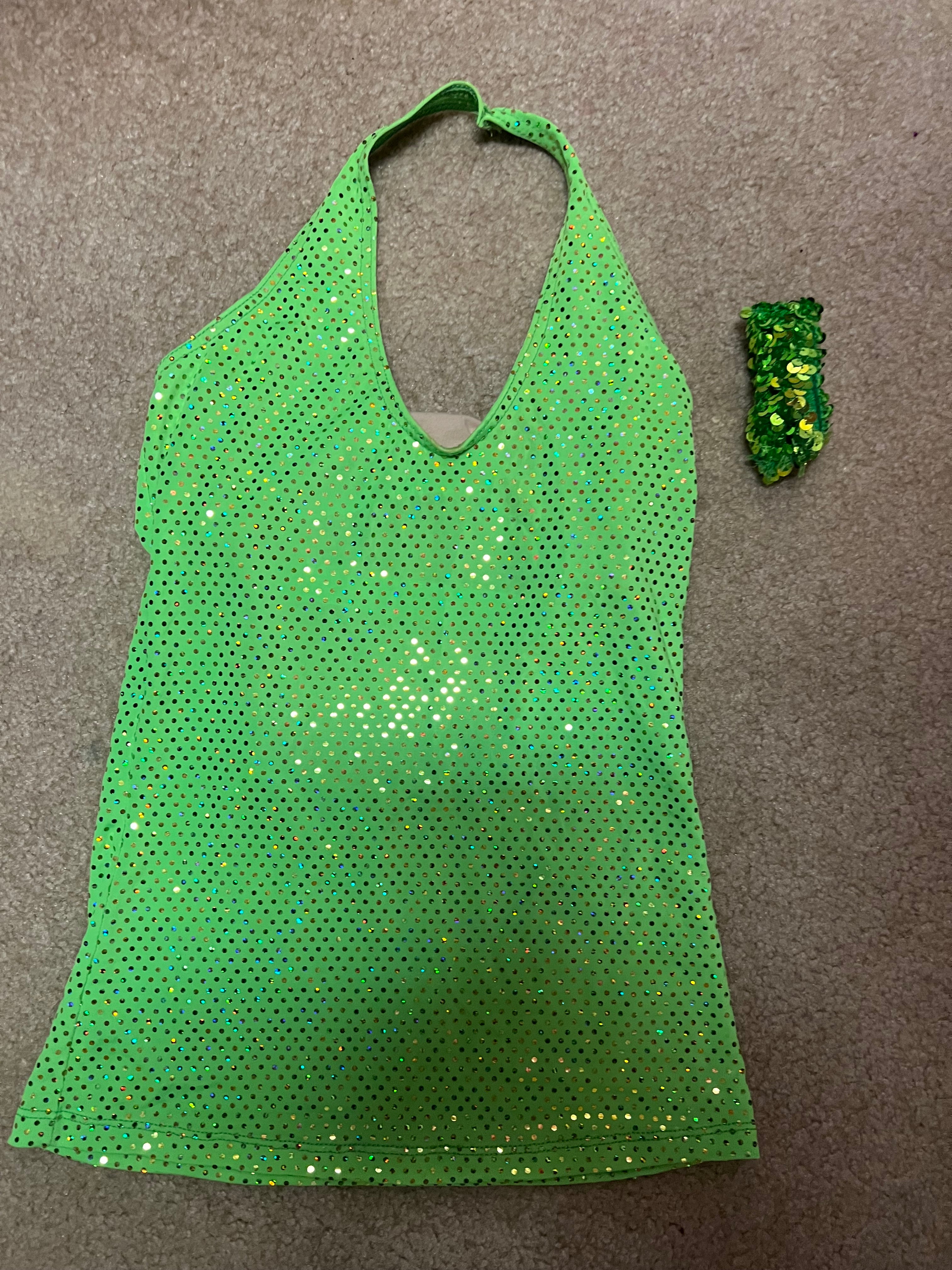 LIME GREEN BALERA TOP WITH SILVER SEQUIN