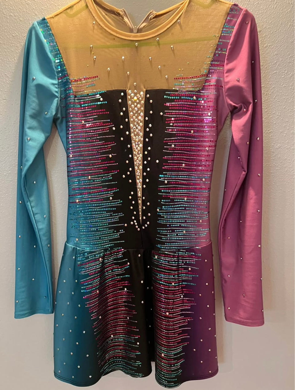 BLUE AND PURPLE DANCE TEAM DRESSES