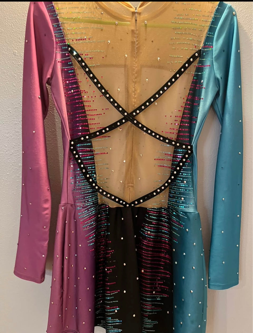 BLUE AND PURPLE DANCE TEAM DRESSES