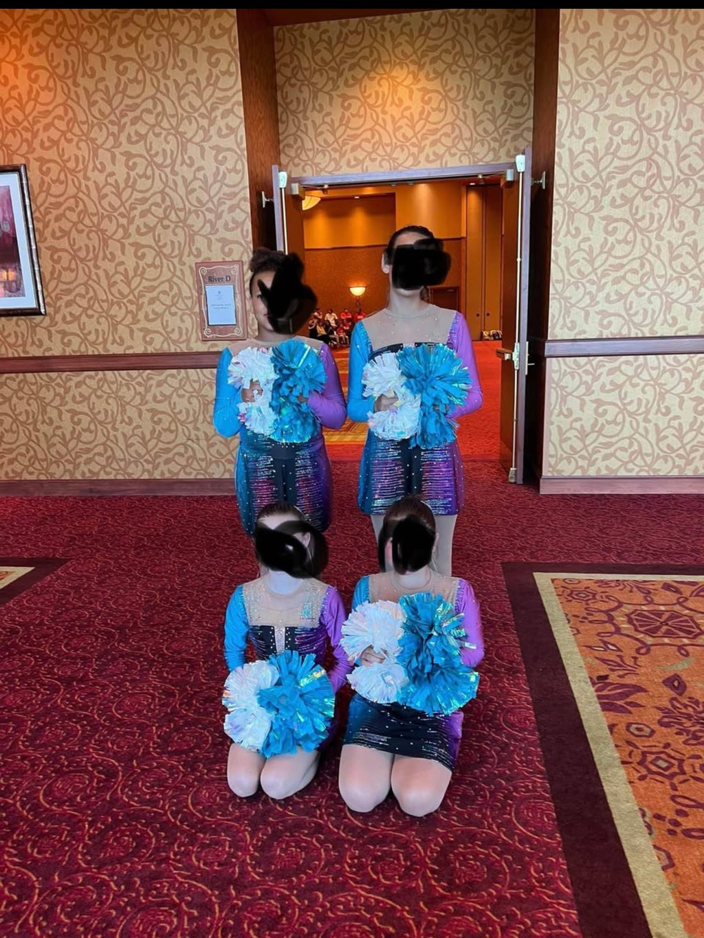 BLUE AND PURPLE DANCE TEAM DRESSES