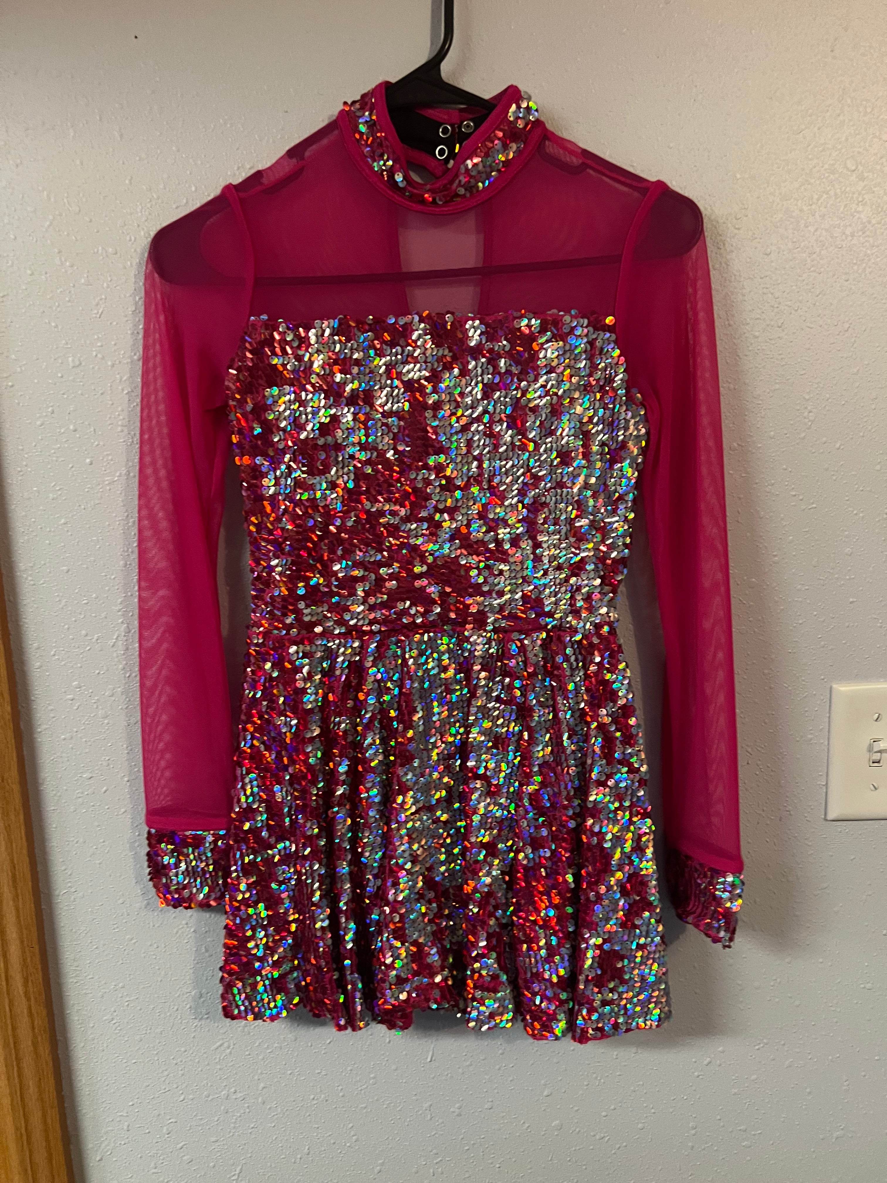 PINK SPARKLY DANCE TEAM DRESSES.