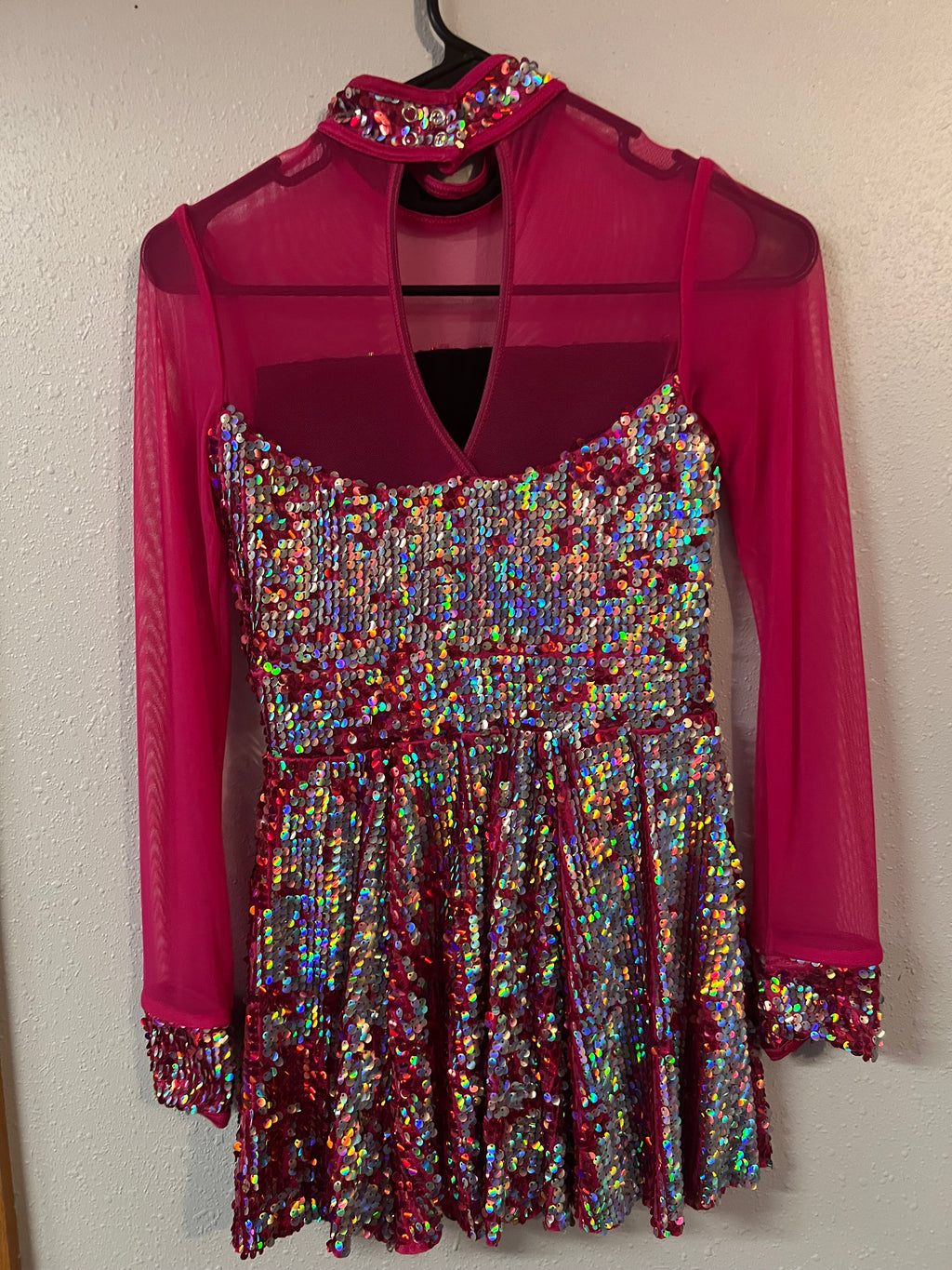 PINK SPARKLY DANCE TEAM DRESSES.