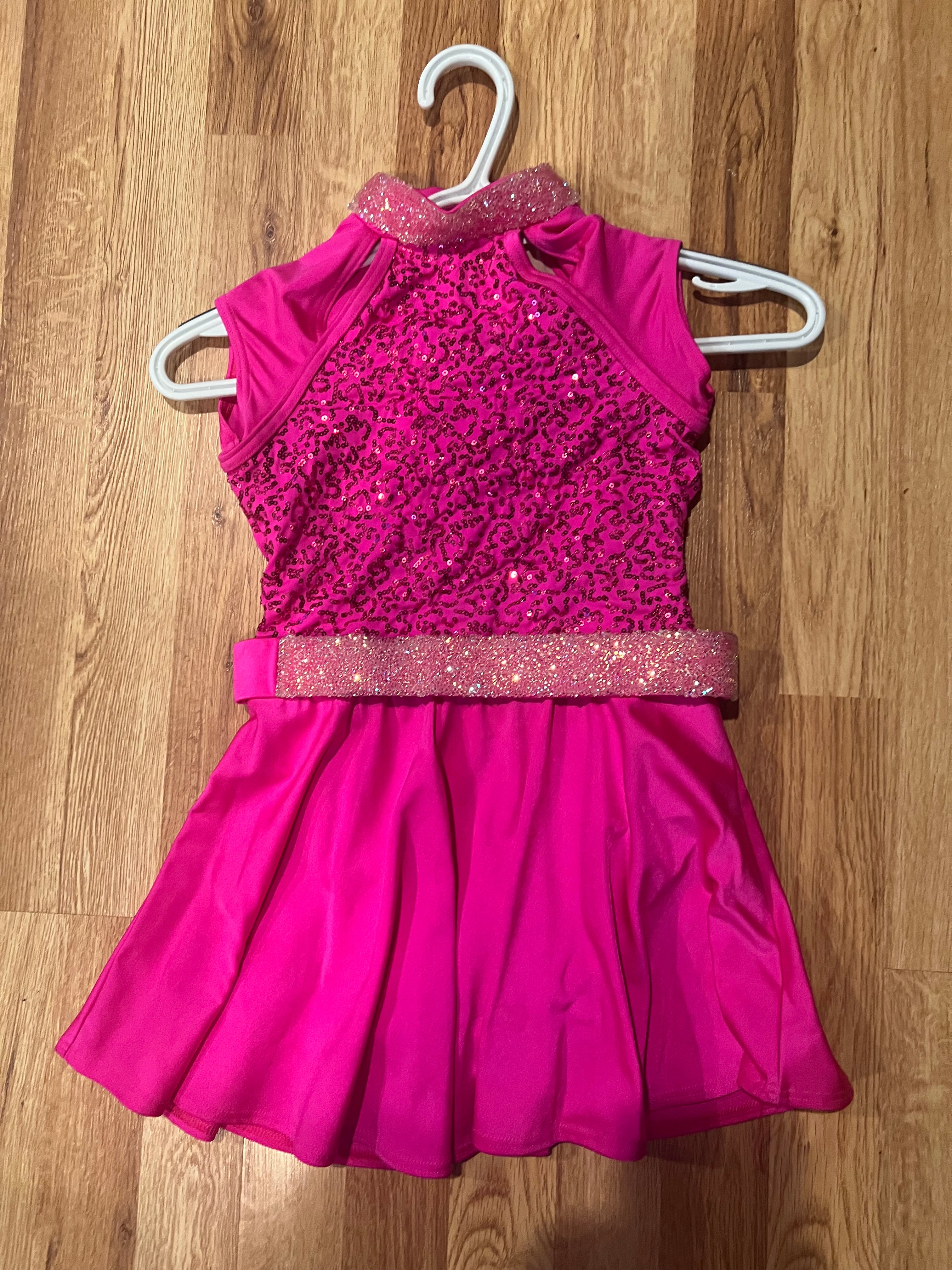 PINK SPARKLY DANCE TEAM DRESSES.