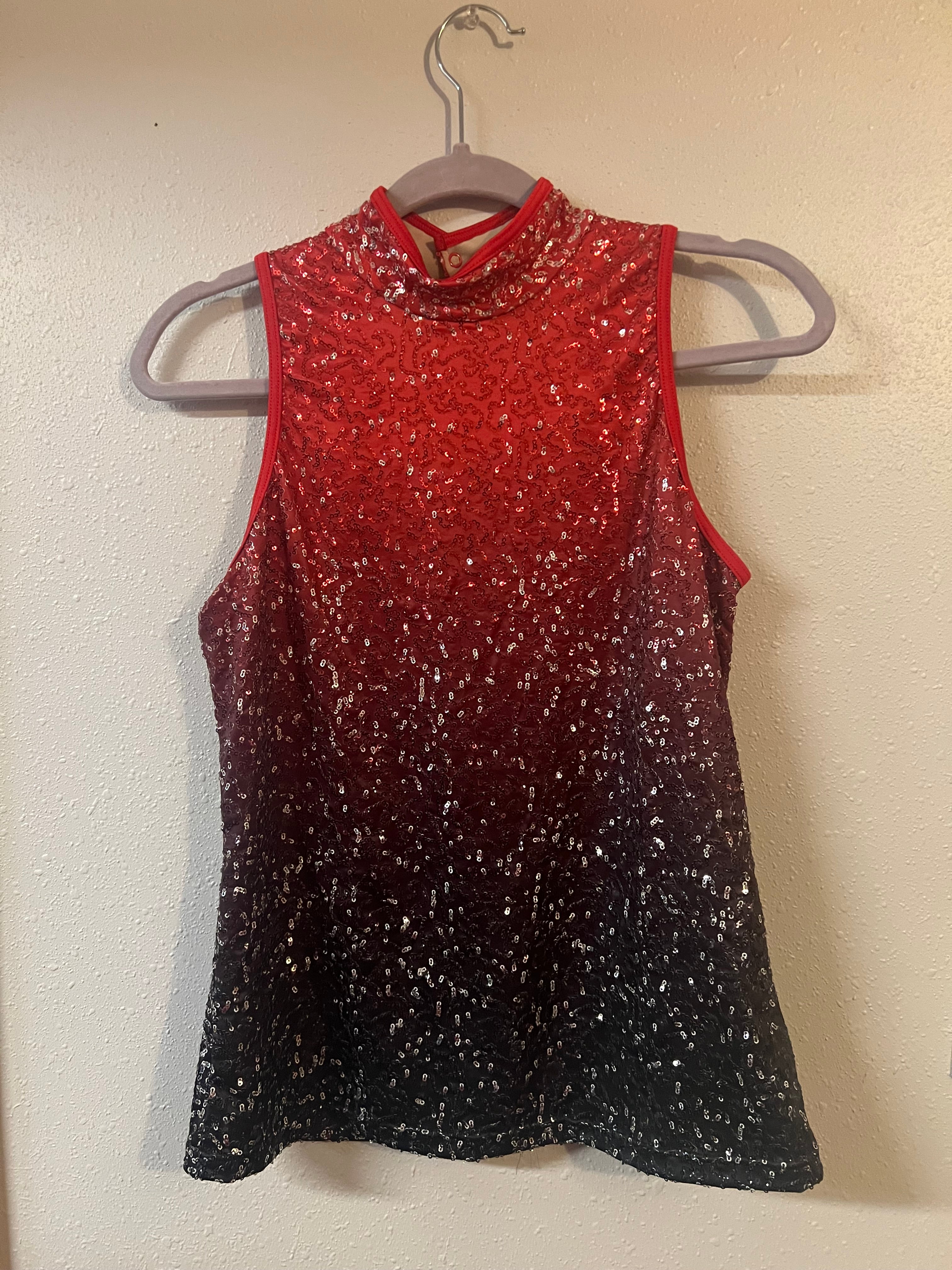 RED AND BLACK OMBRE TOP