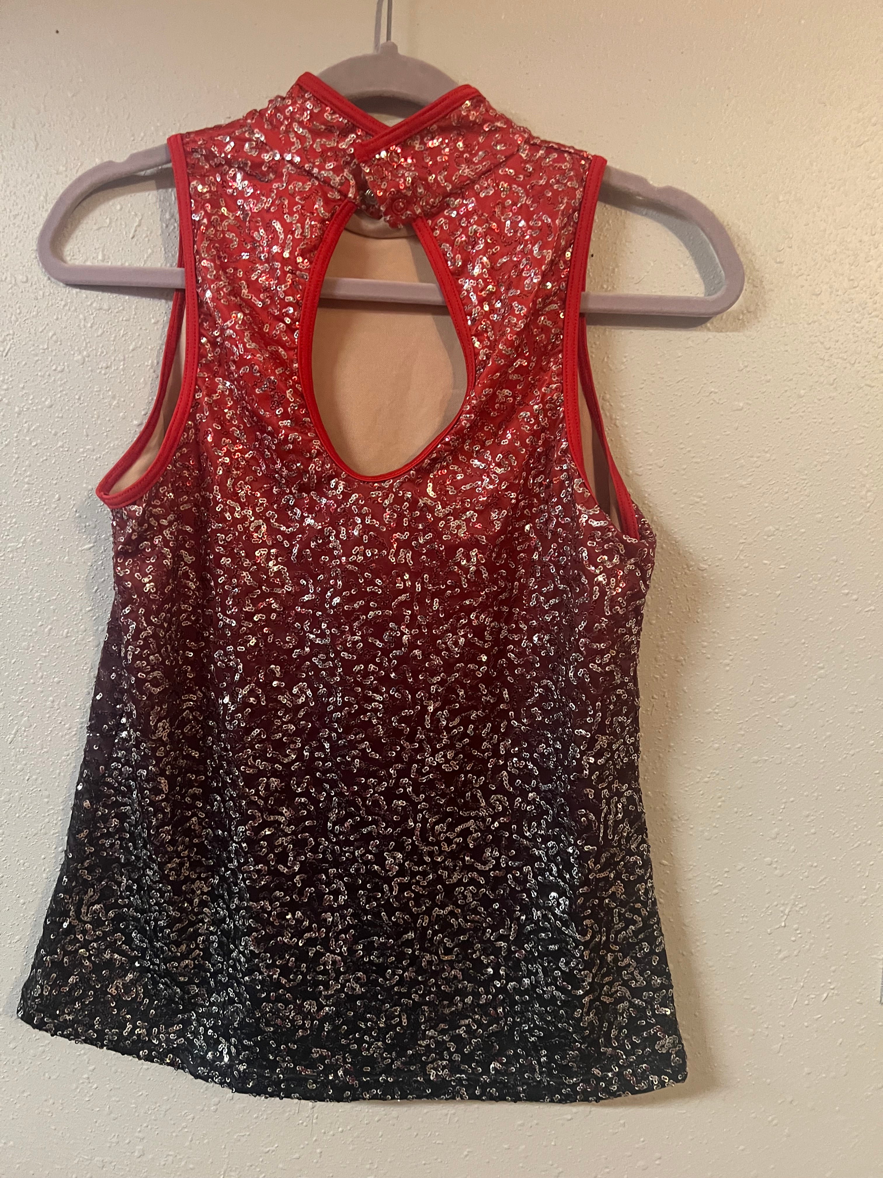 RED AND BLACK OMBRE TOP