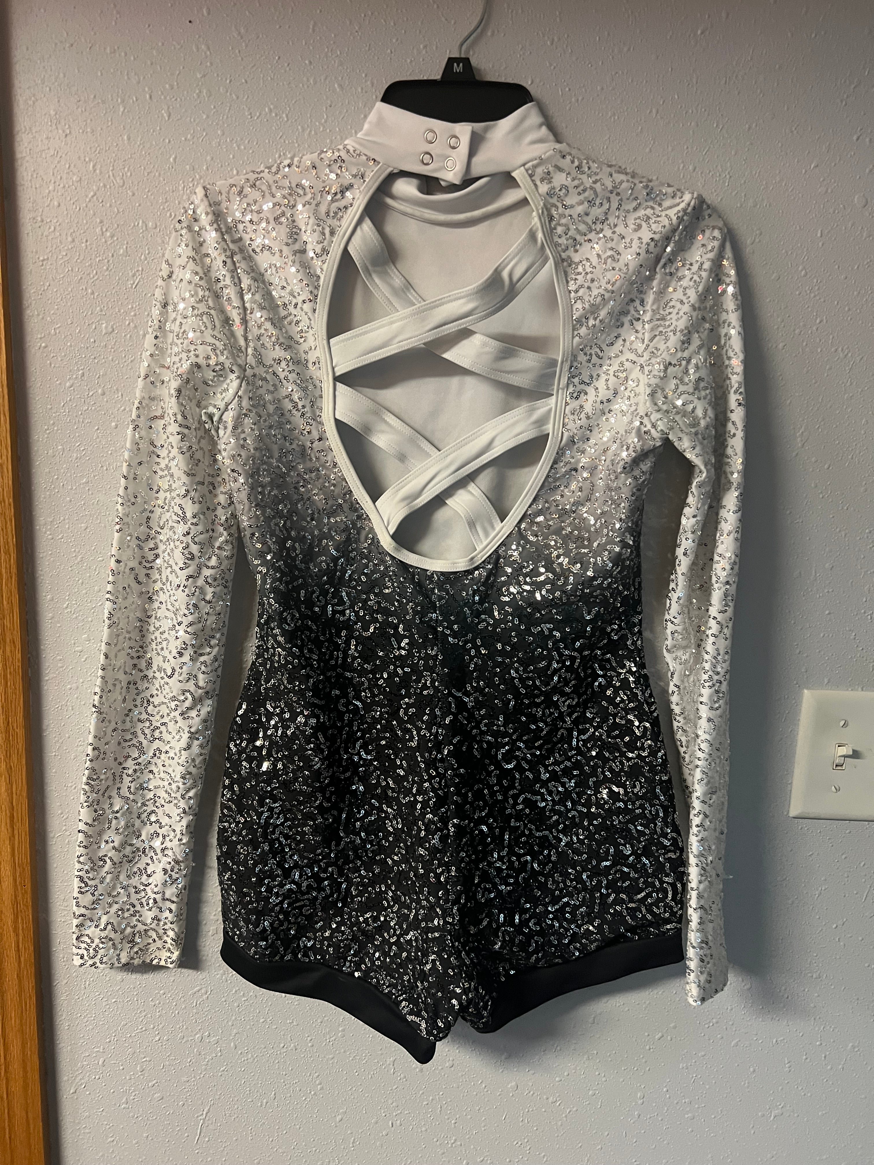 BLACK AND WHITE SEQUIN DRESS.