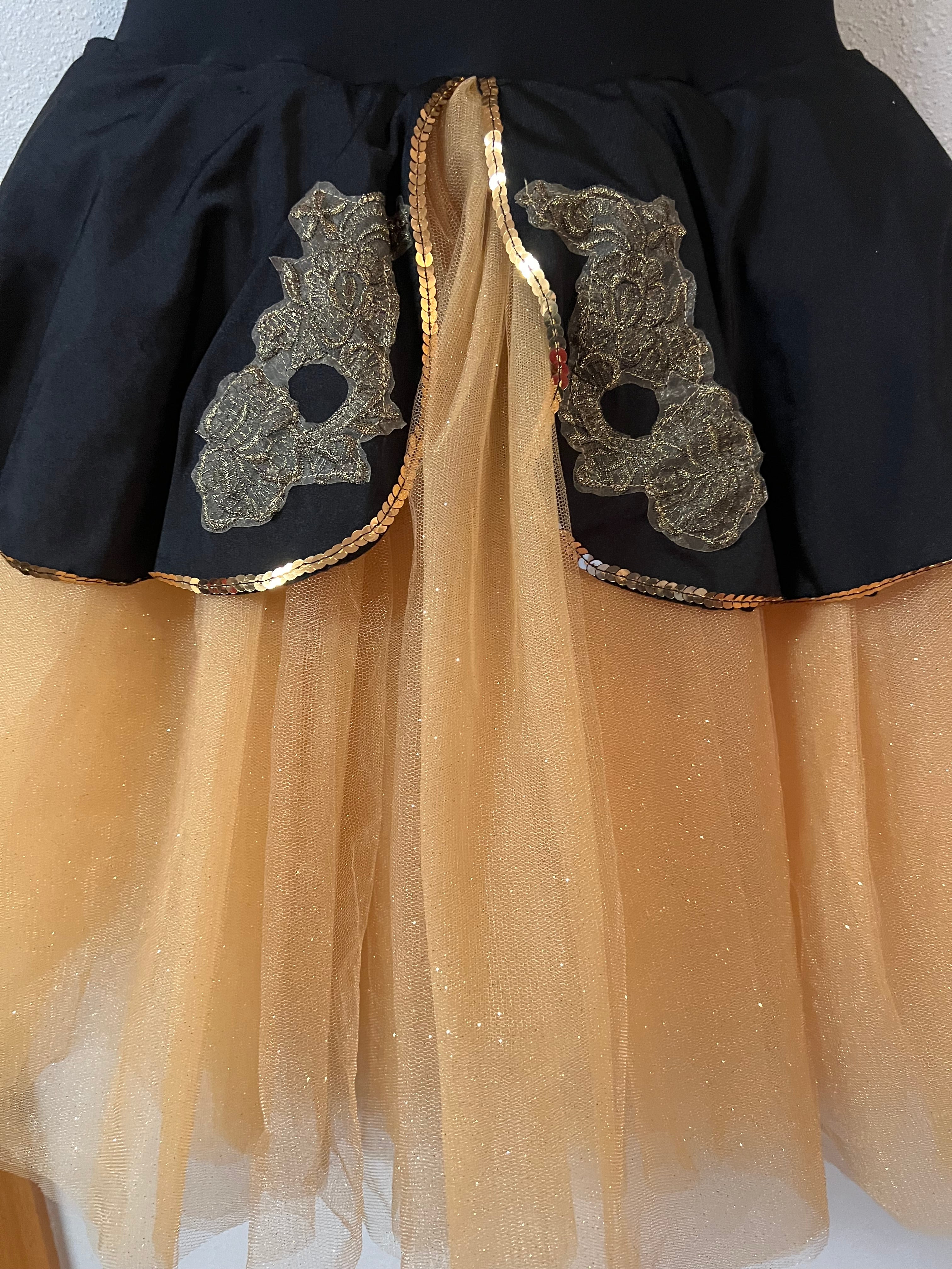 BLACK & GOLD BALLET DRESS.