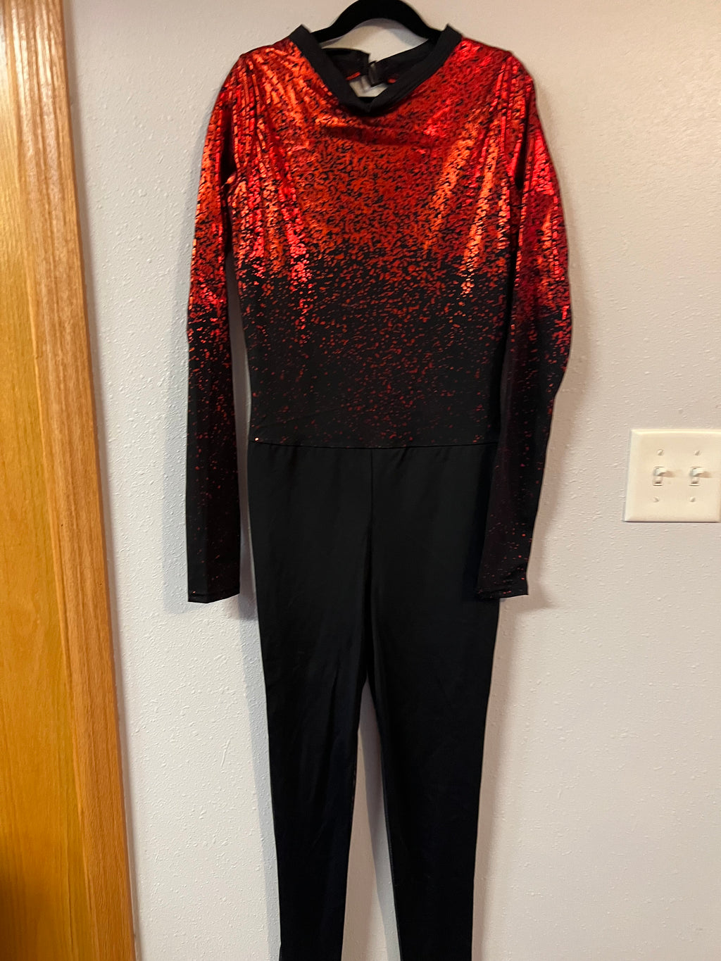 RED & BLACK KICK/JUMP SUIT WITH MATCHING HEADPIECE