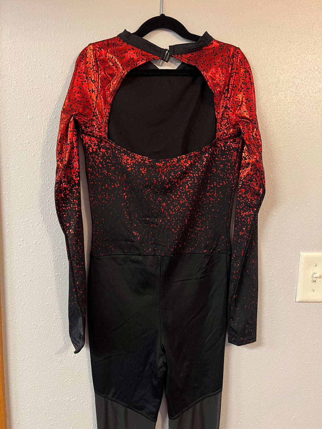 RED & BLACK KICK/JUMP SUIT WITH MATCHING HEADPIECE