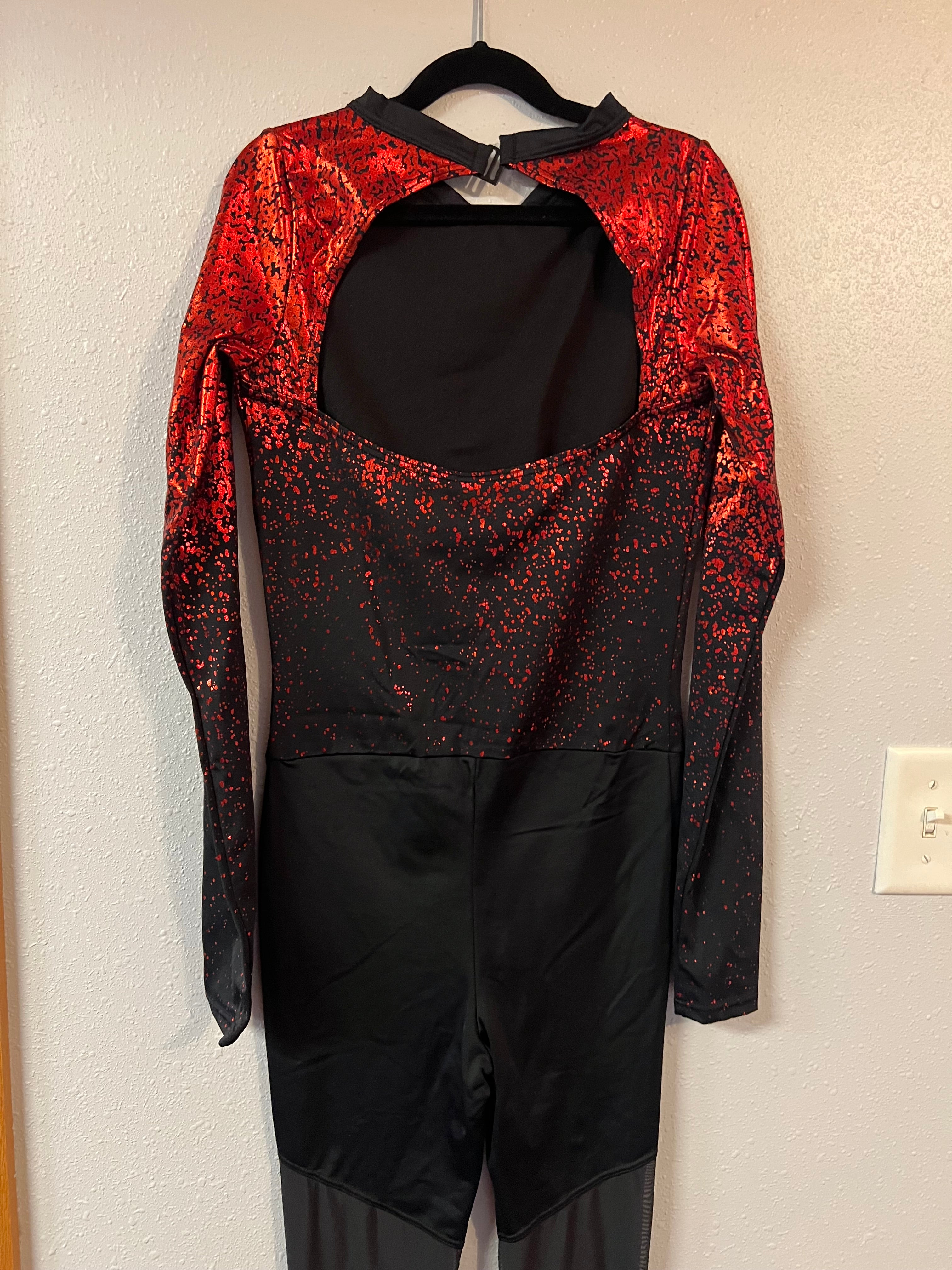 RED & BLACK KICK/JUMP SUIT WITH MATCHING HEADPIECE