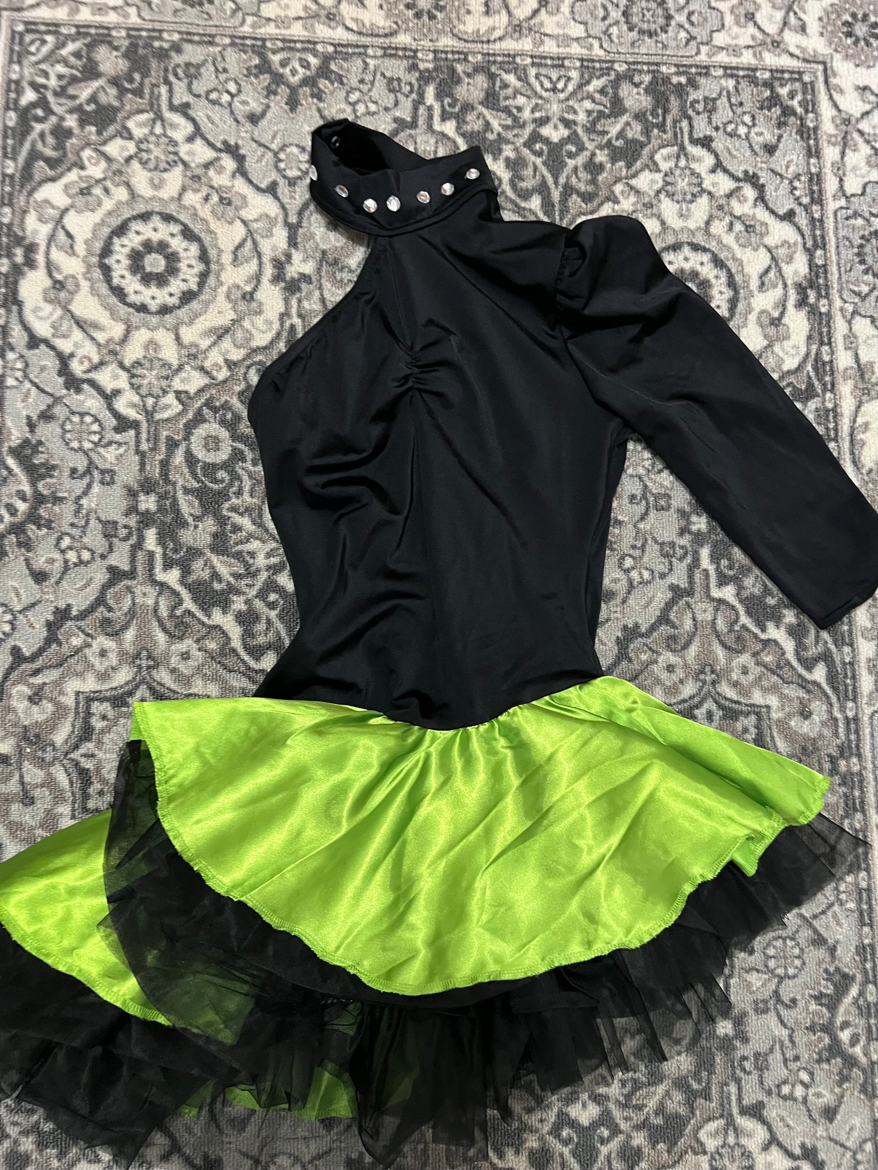 BLACK AND LIME GREEN DRESS