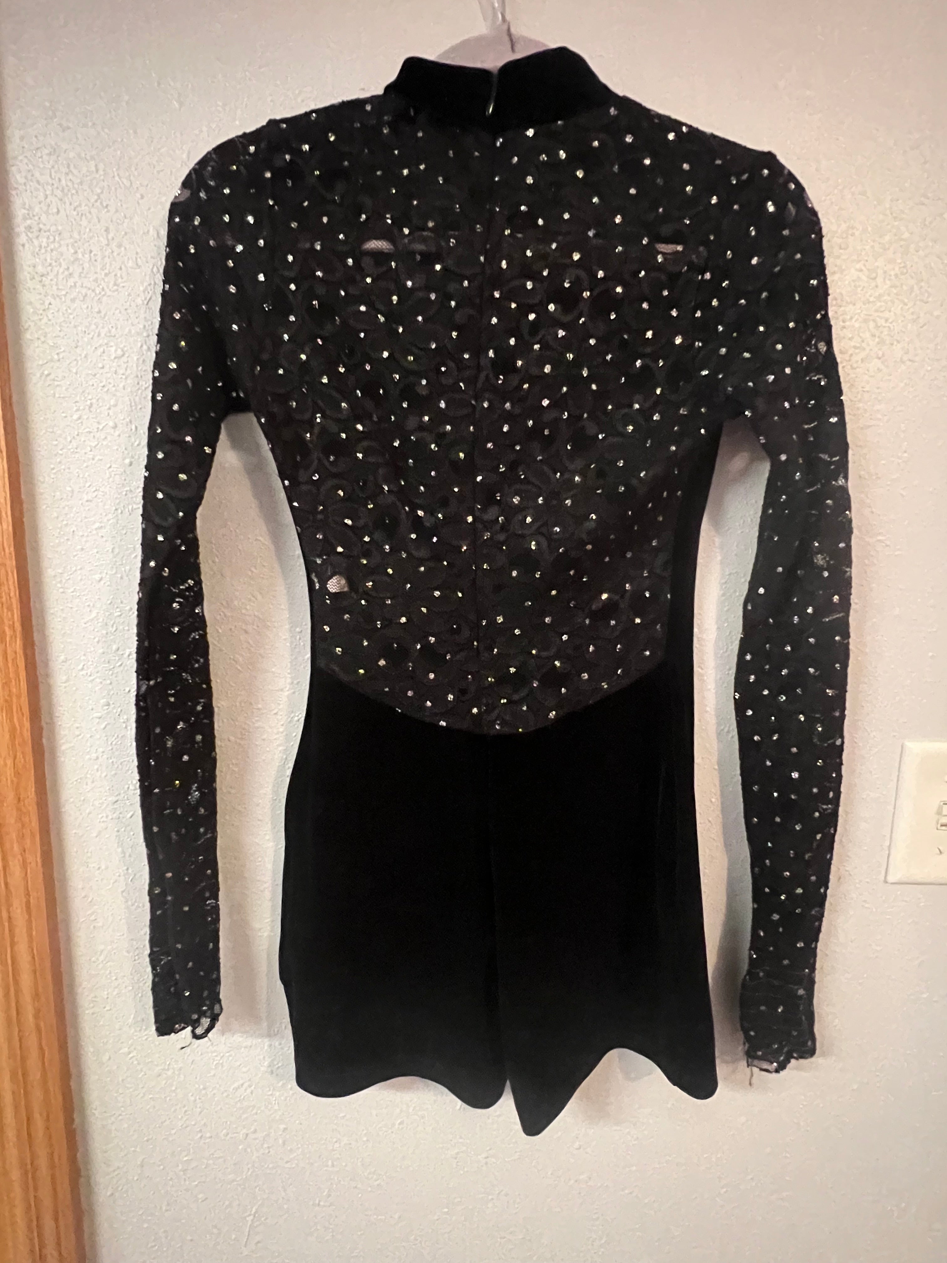 BLACK VELVET ONE PIECE WITH SILVER DOTS