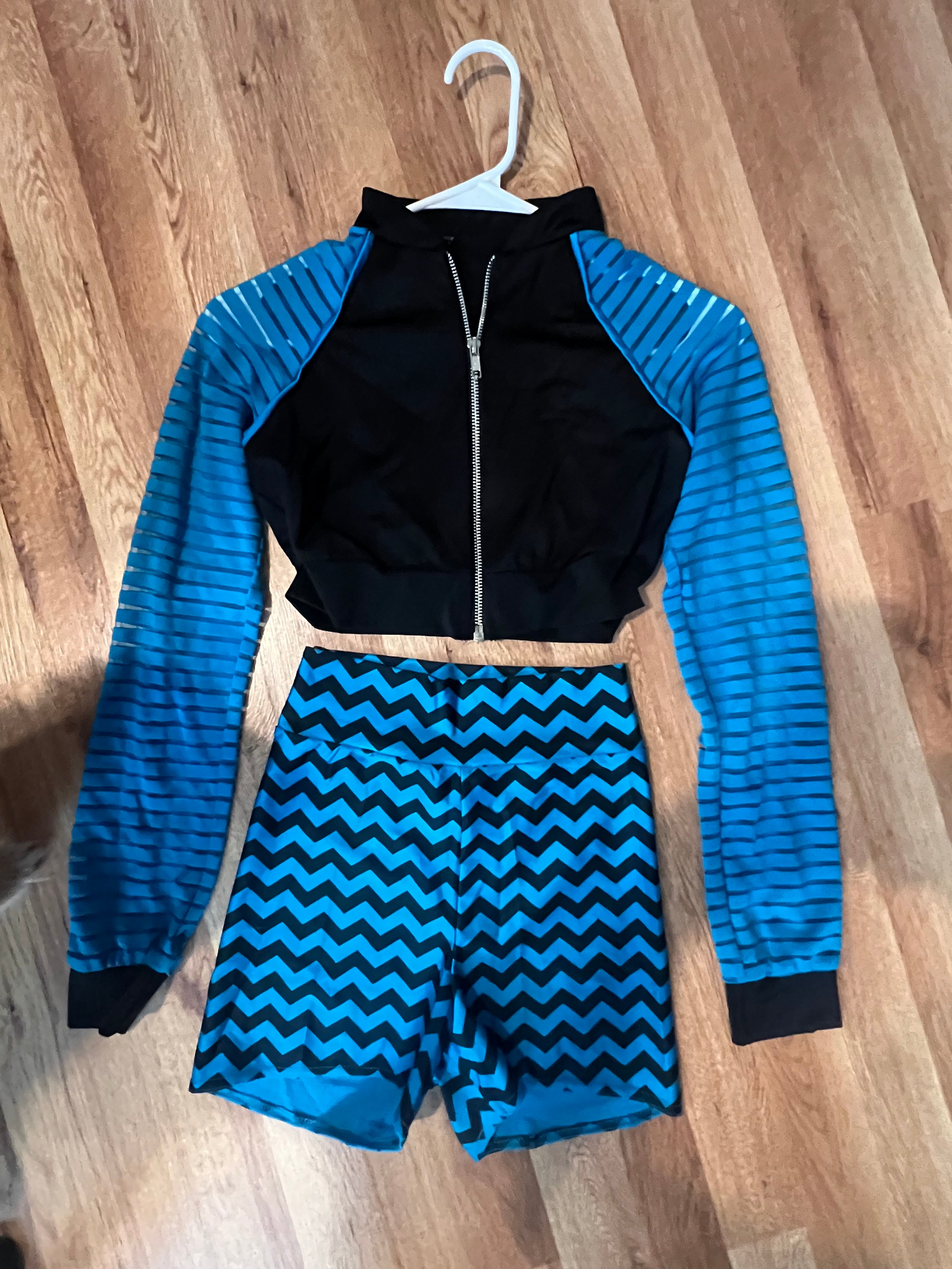 BLACK AND ROYAL BLUE 2 PIECE OUTFIT