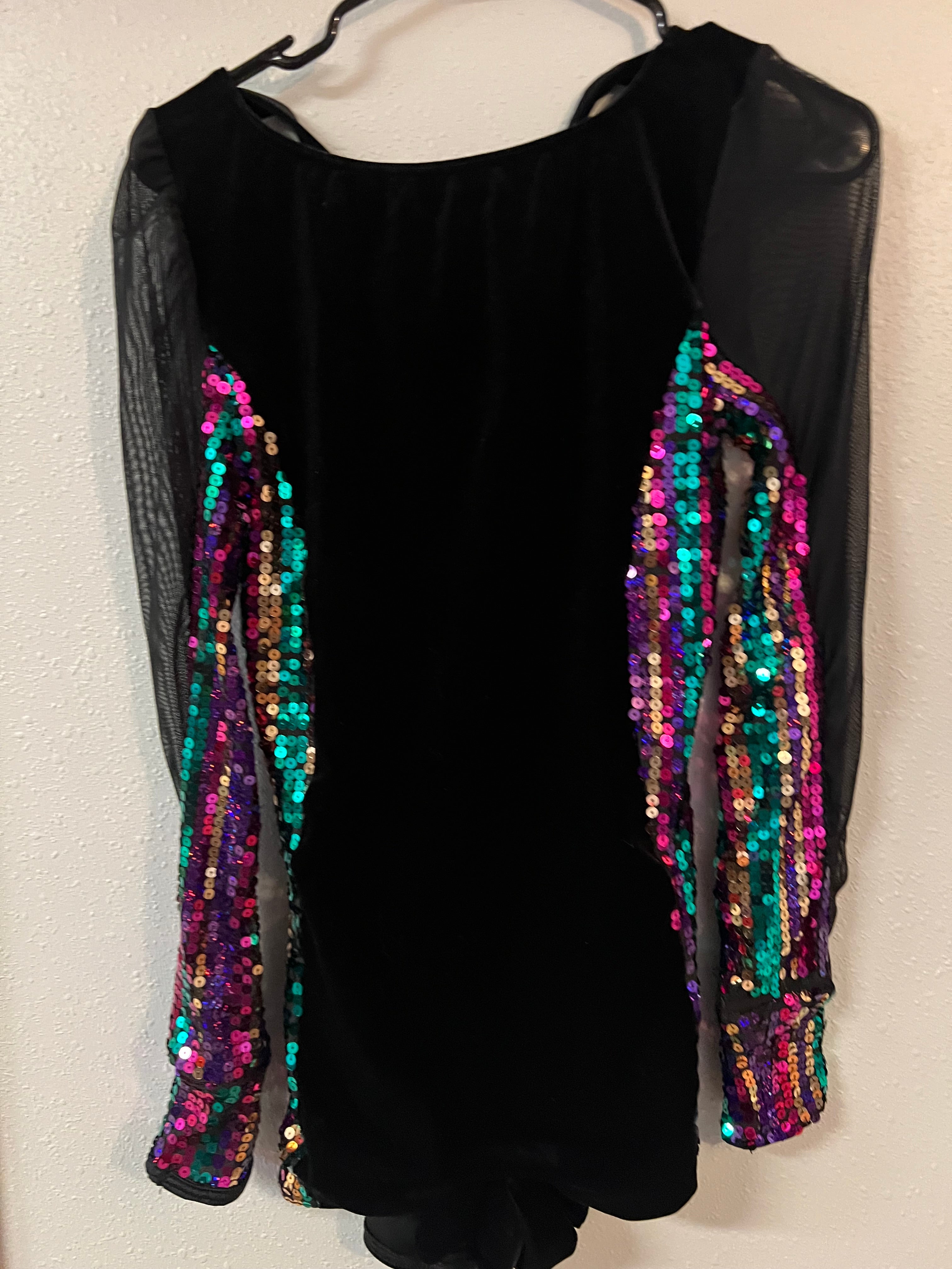 Black velvet one piece short outfit