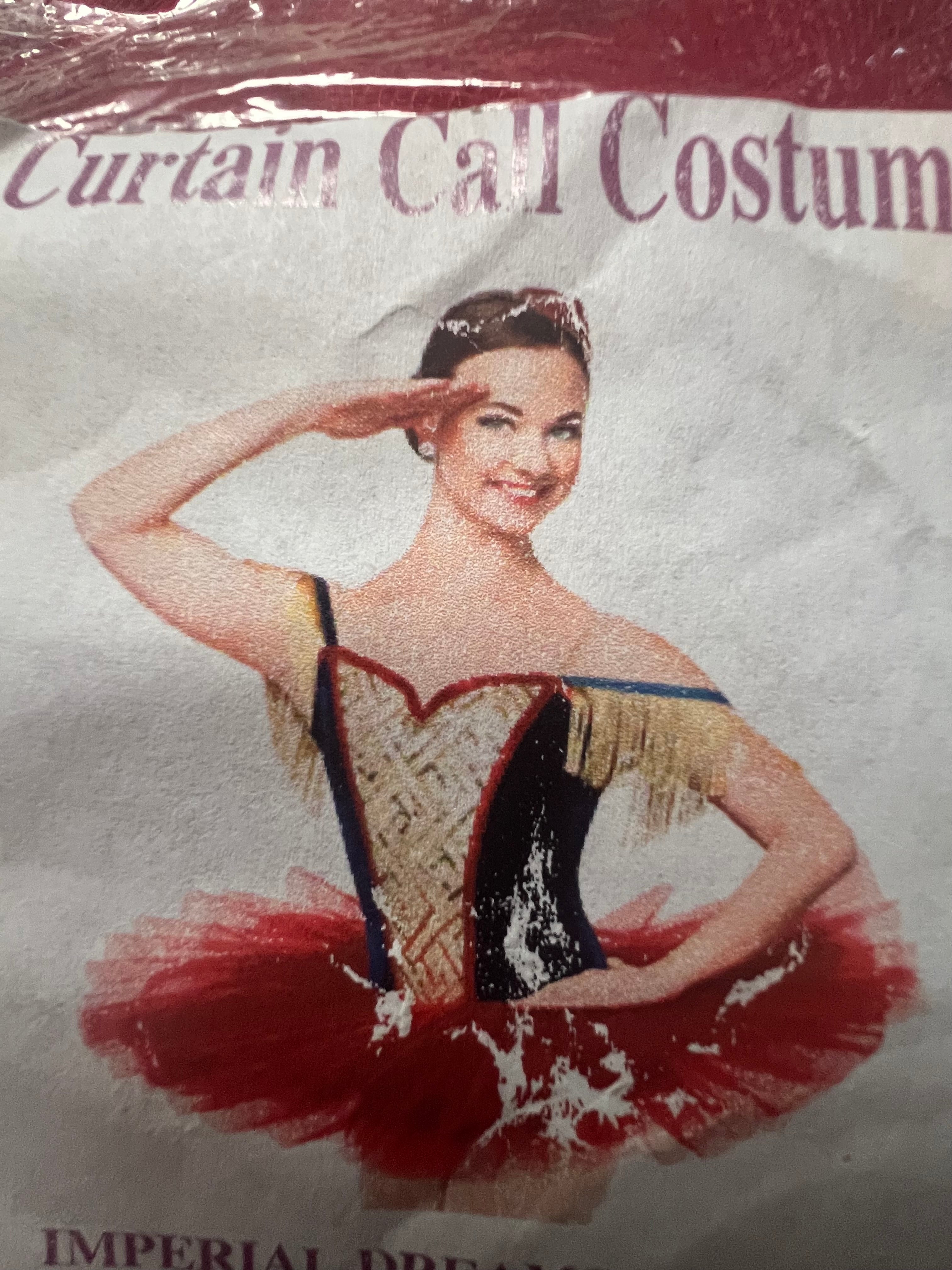 RED AND GOLD BALLET COSTUME.