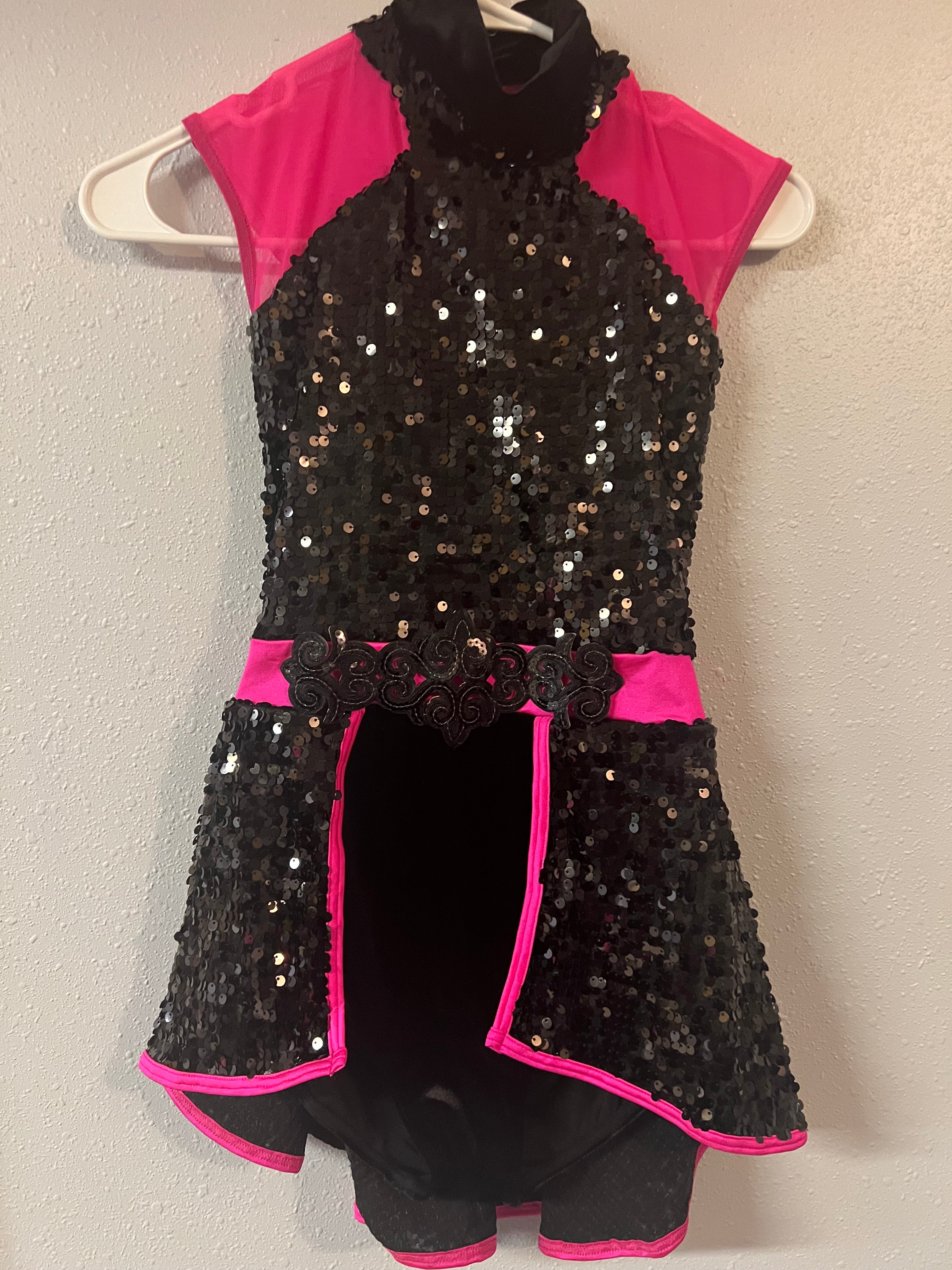 BLACK AND PINK SEQUIN ONE PIECE