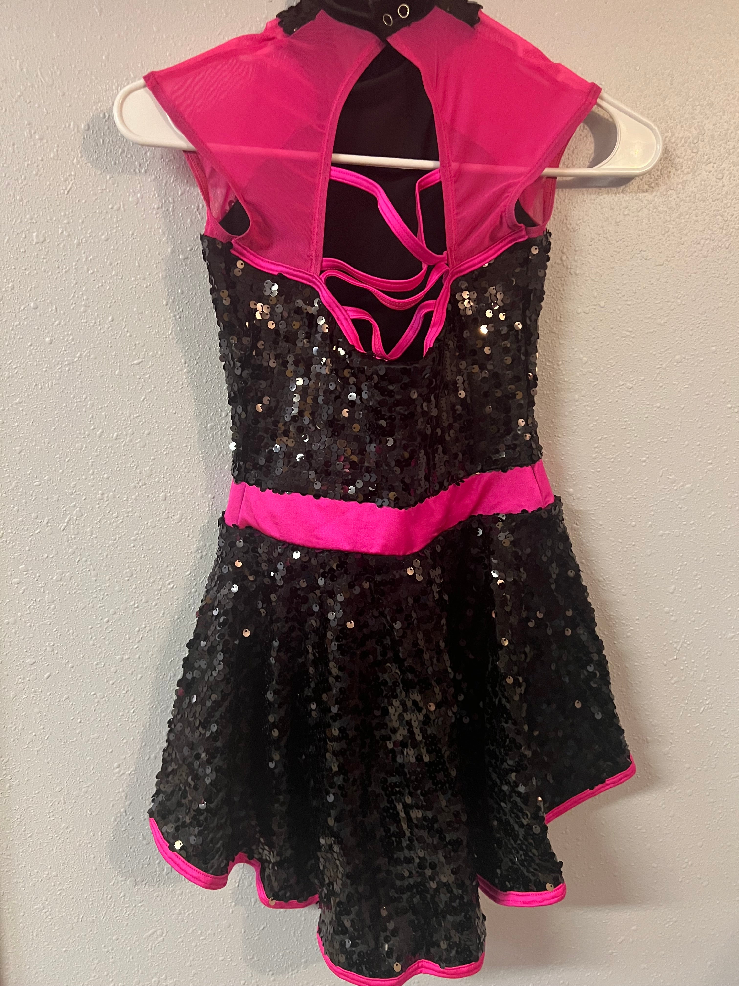 BLACK AND PINK SEQUIN ONE PIECE