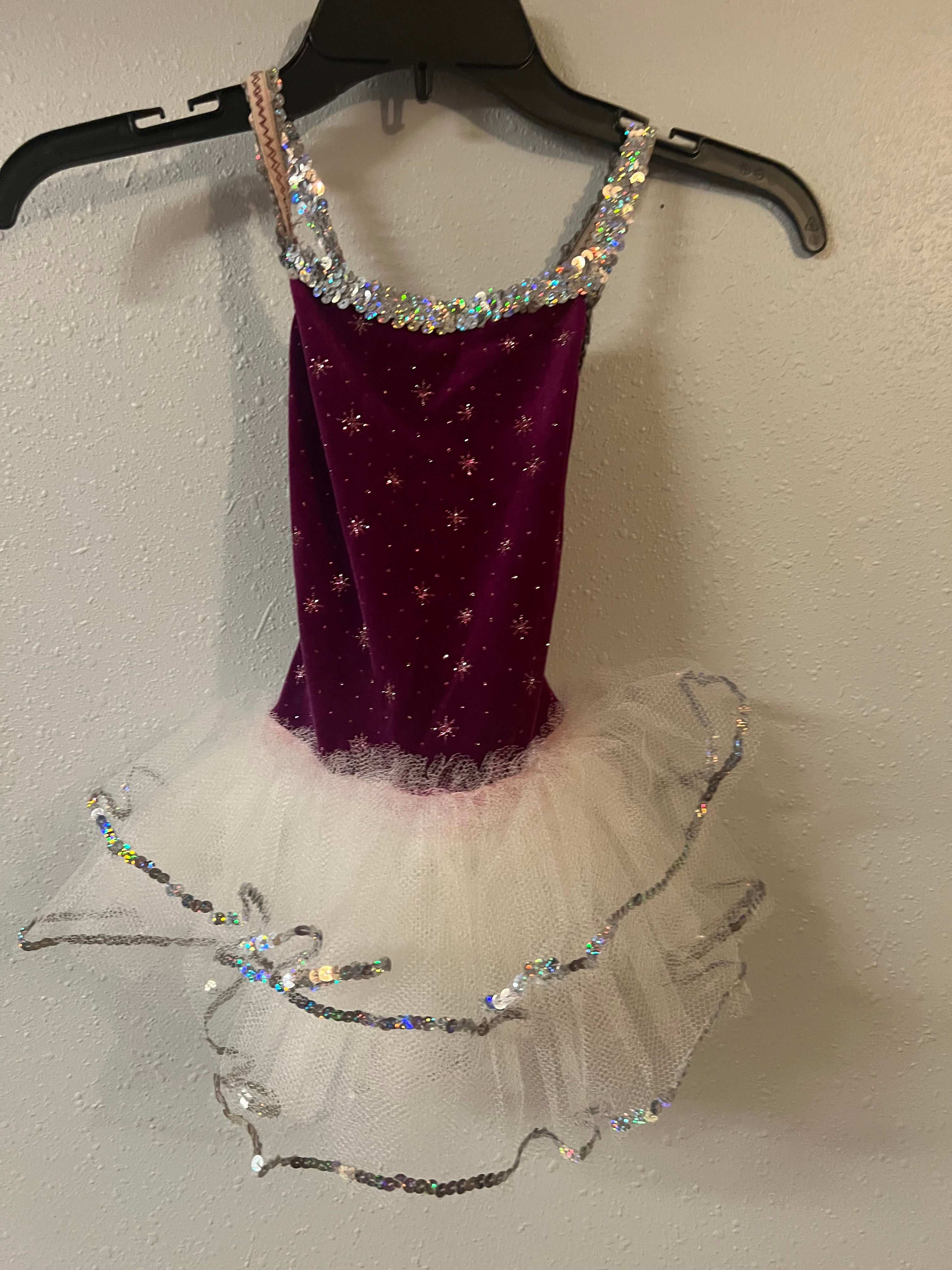 White and Raspberry dance costume.     CS
