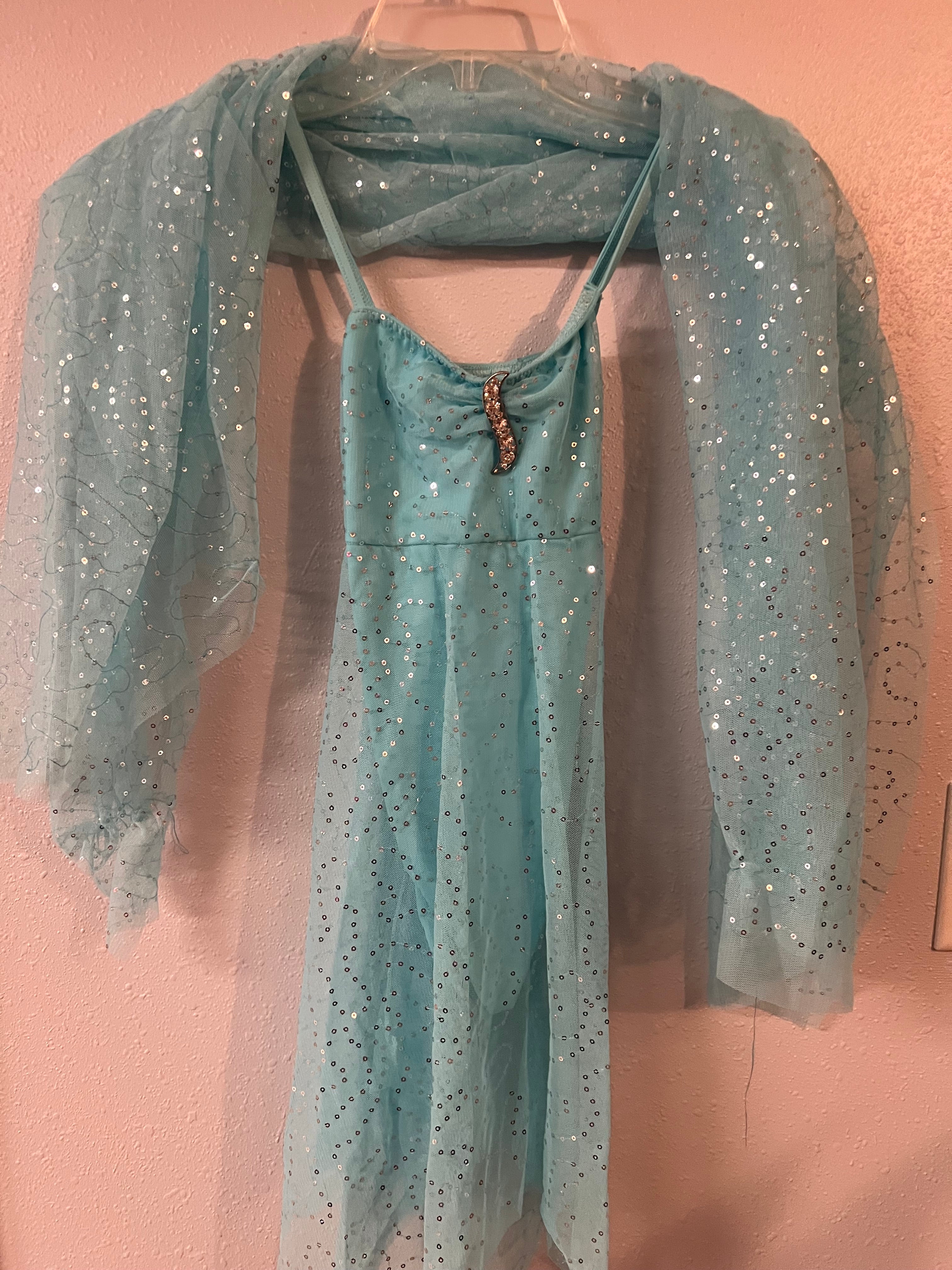 light Blue Lyrical Dress with Scraft.  (CM)