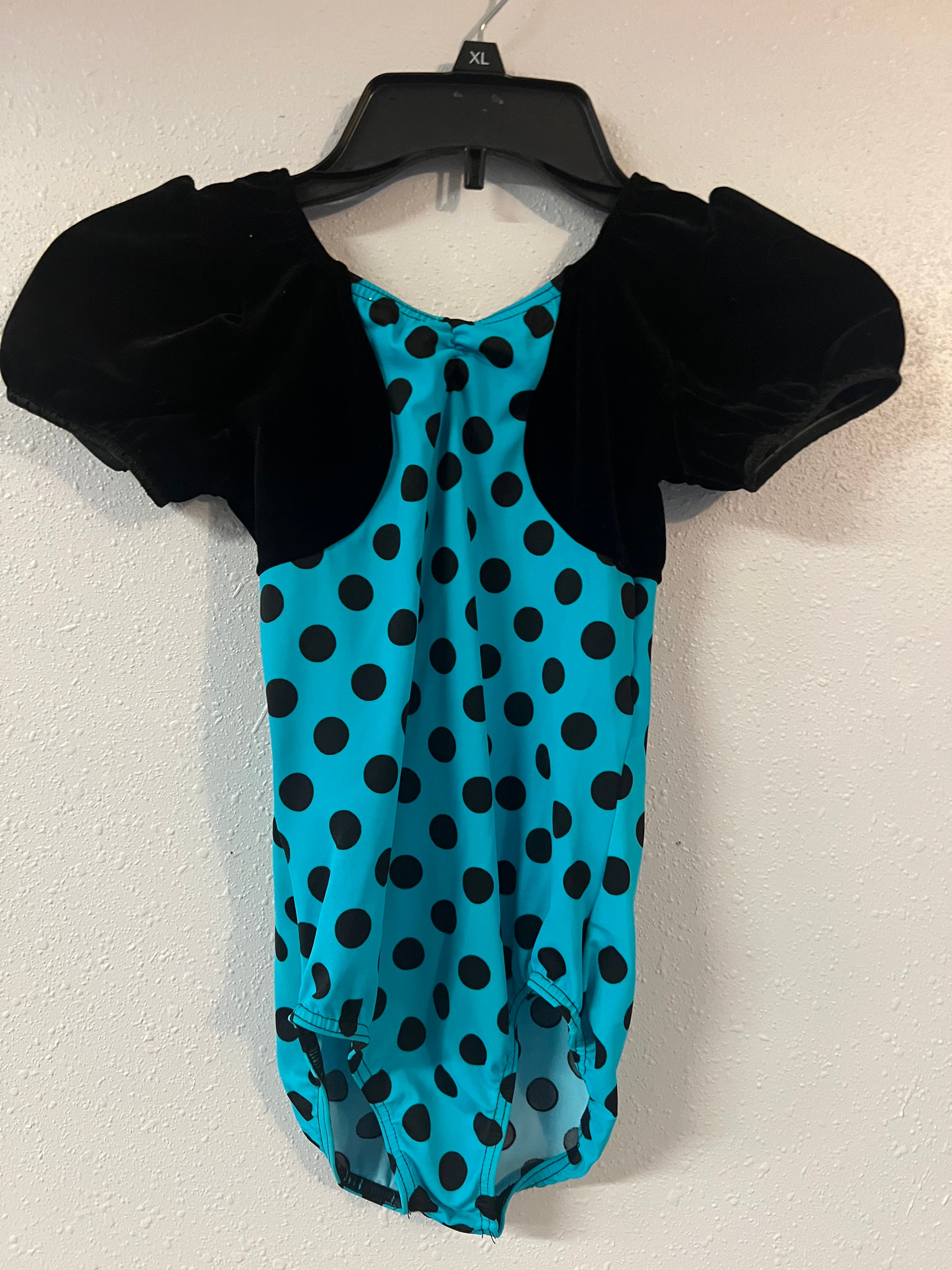 Black and Turquoise Leo with polka dots.   CM