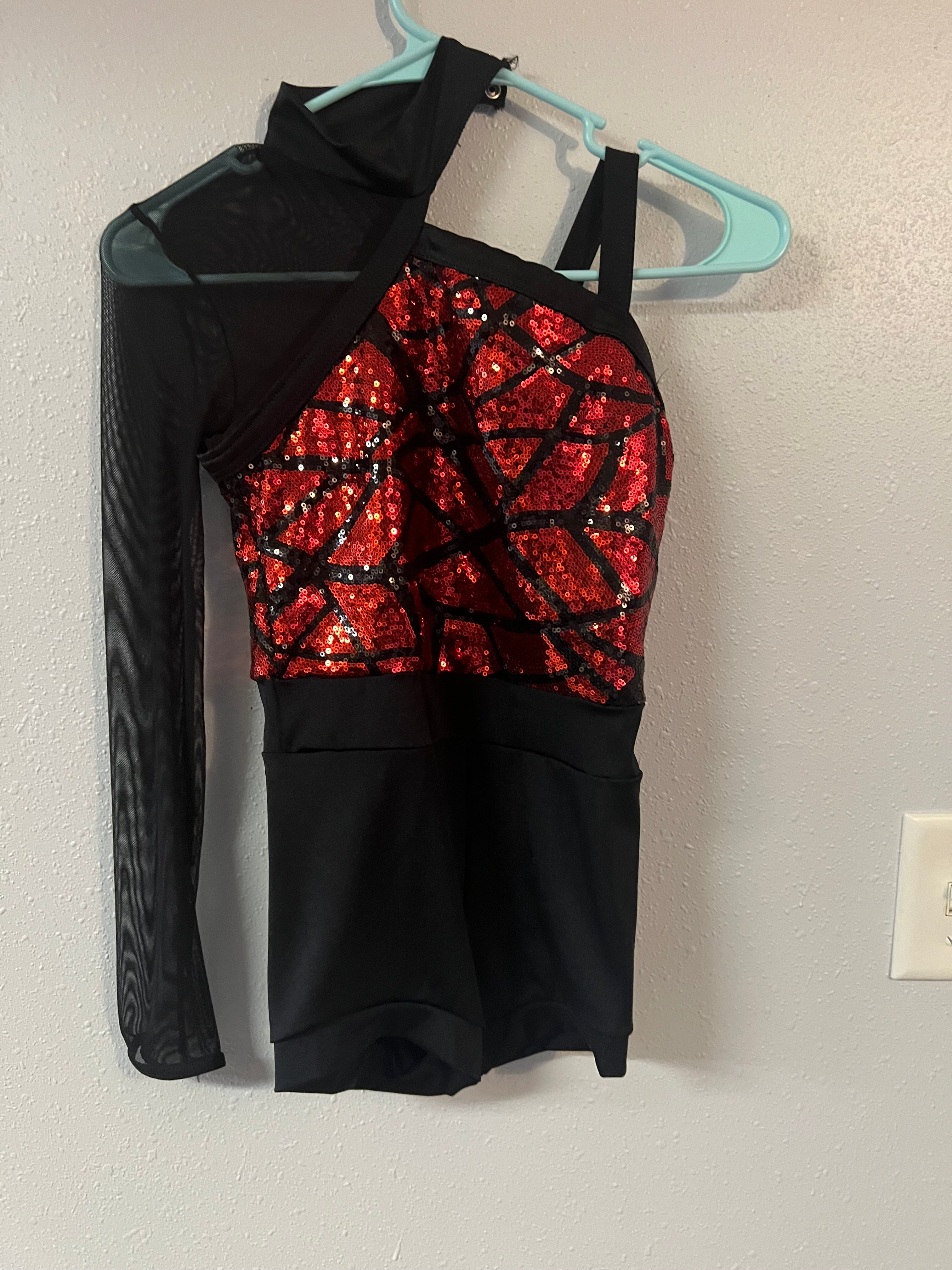 Red & Black Sequin Unitard  Leo.    CM