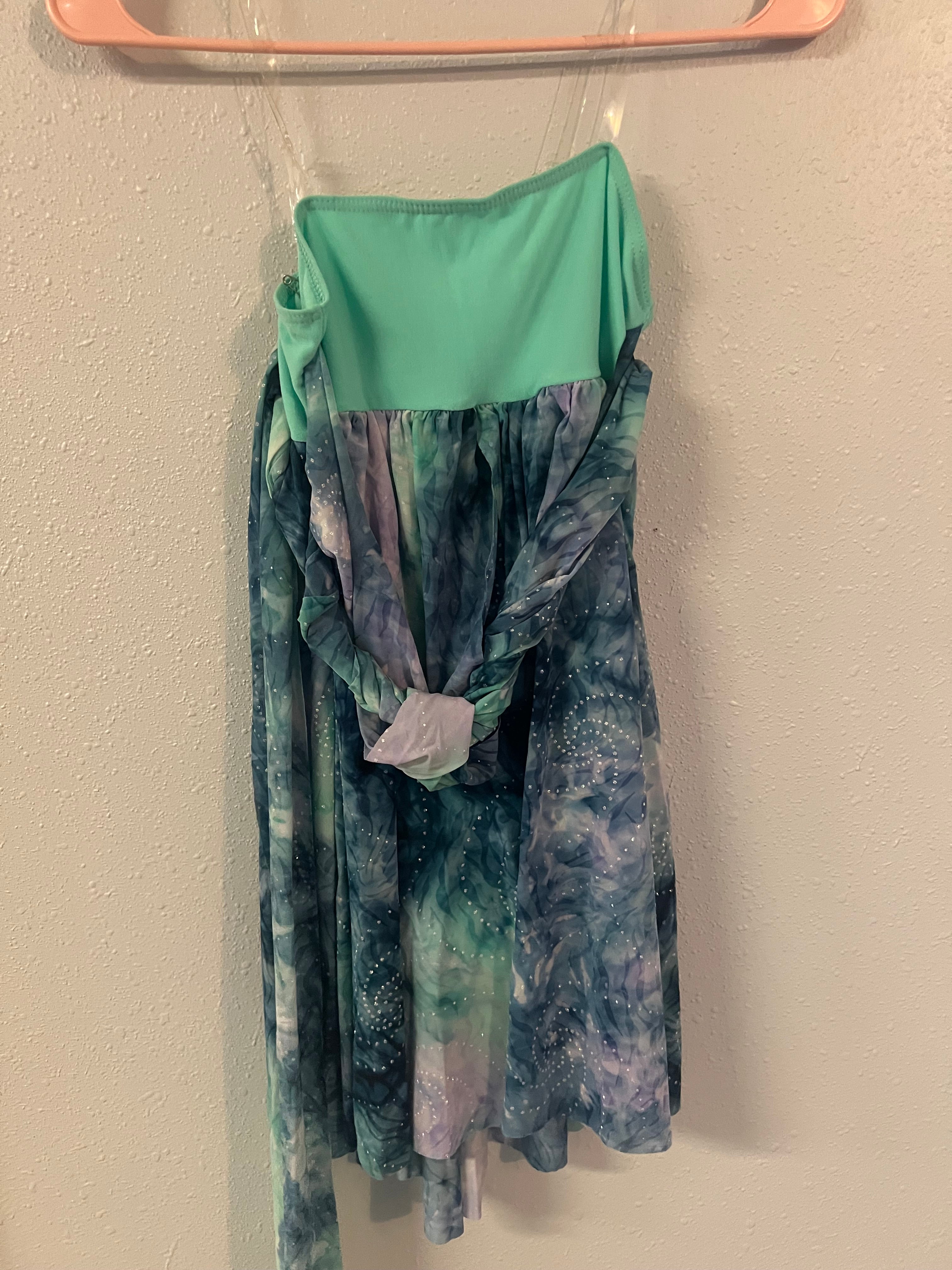 GREEN AND BLUE TIE DIE LYRICAL DRESS