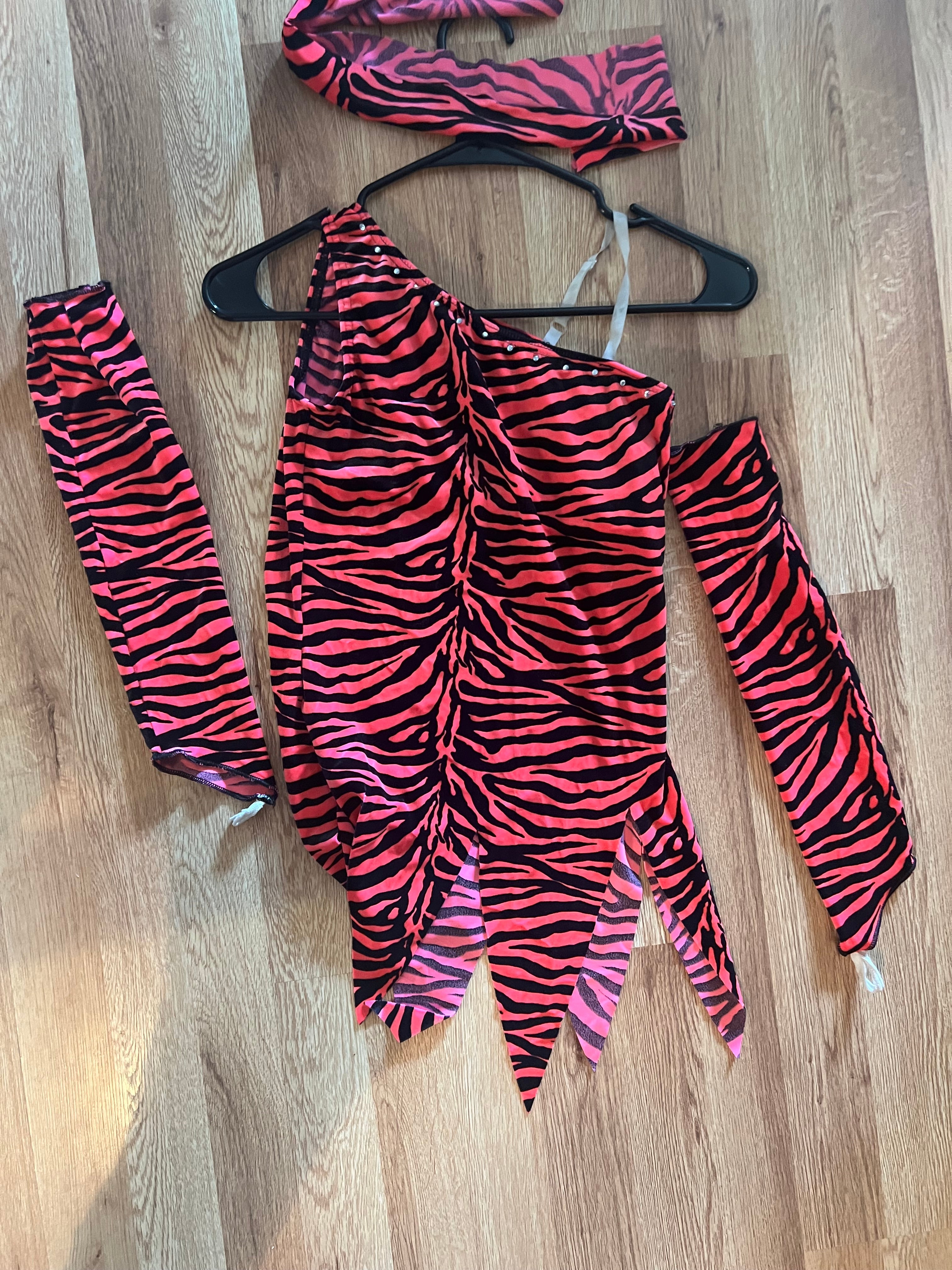 PINK AND BLACK ZEBRA OUTFIT WITH GLOVES