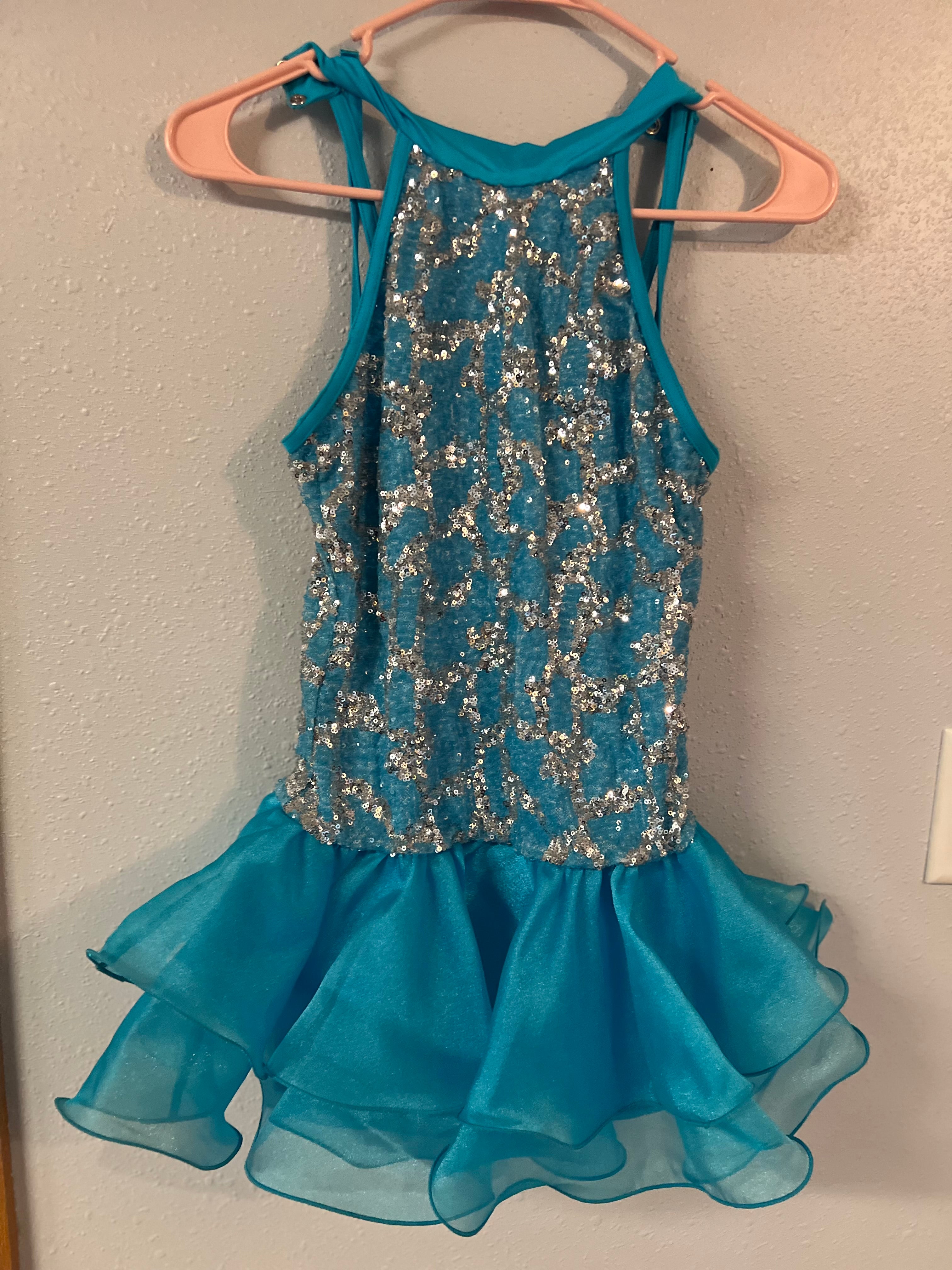TURQUISE AND SILVER SEQUIN DRESS