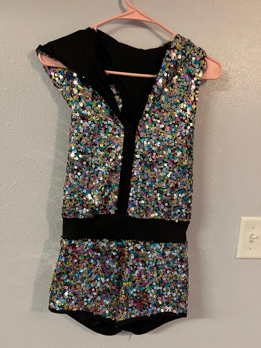 MULTI COLOR SEQUIN ONE PIECE WITH HOODIE