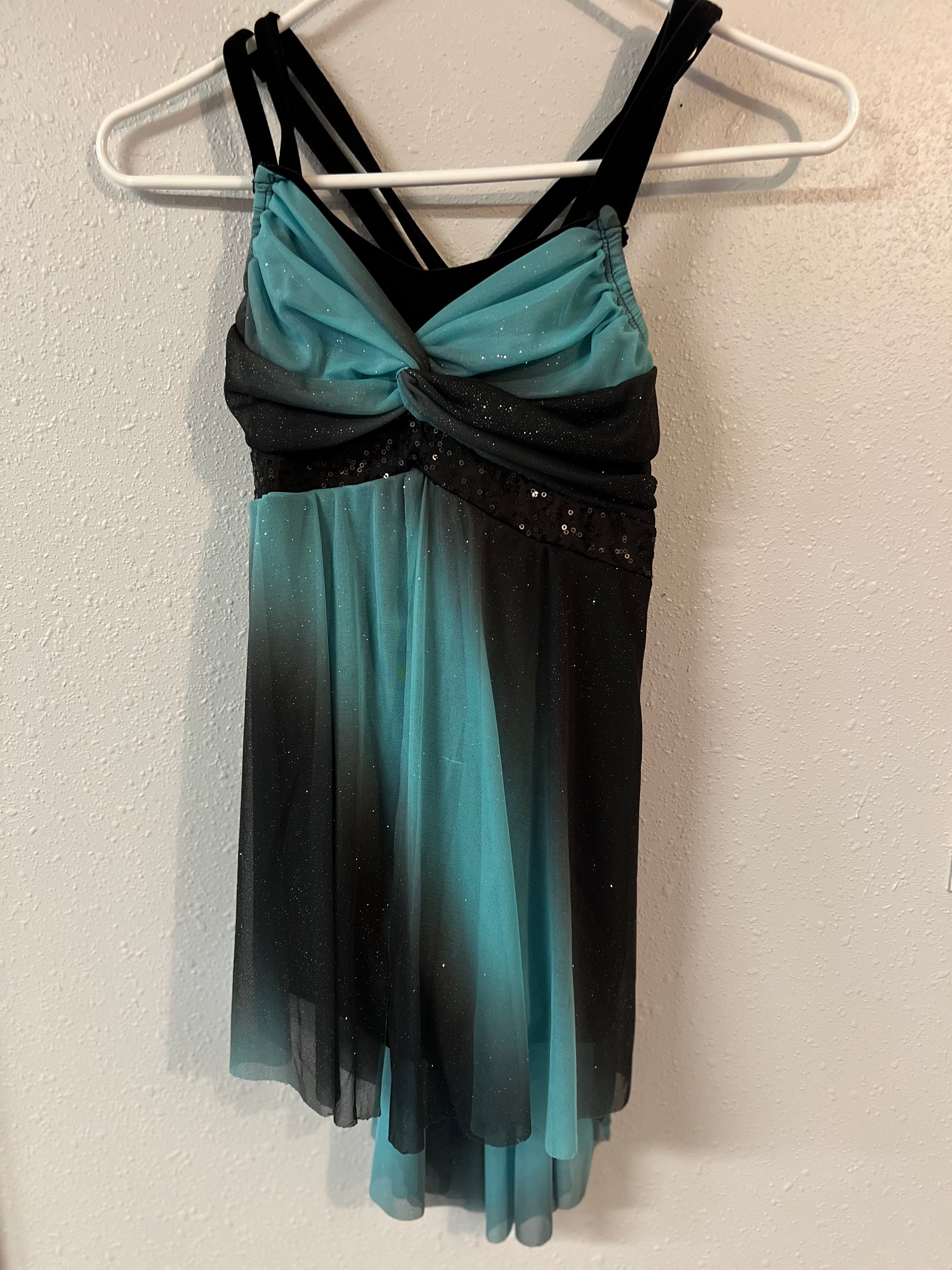 BLACK AND BLUE LYRCIAL DRESS
